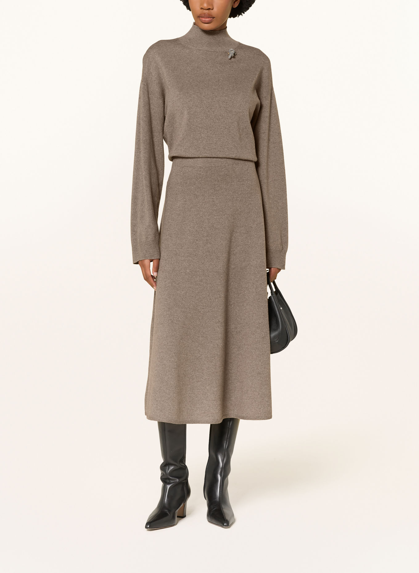 FABIANA FILIPPI Rochie tricotată din lână merino: TAUPE