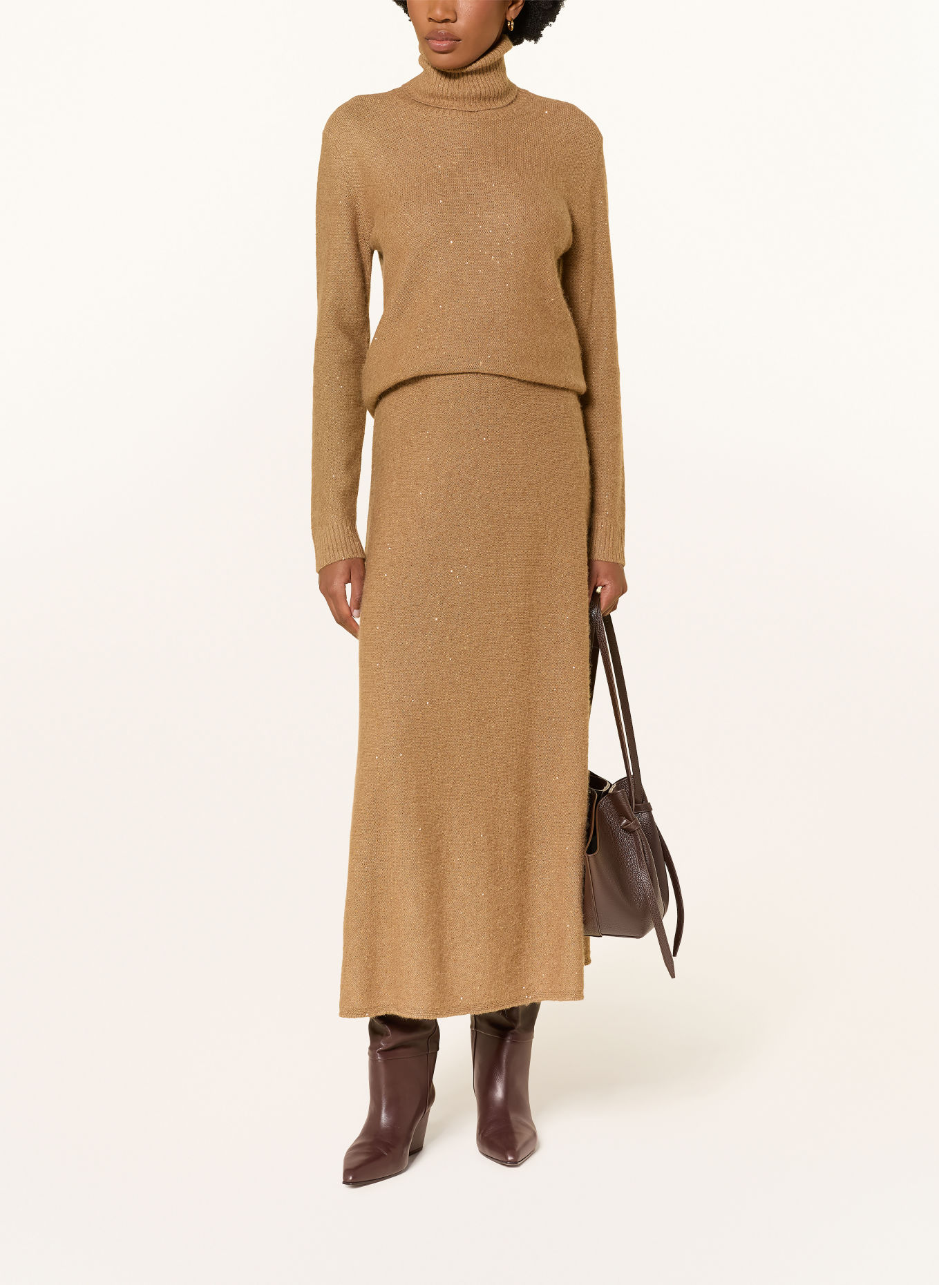 FABIANA FILIPPI Strickrock mit Pailletten: BEIGE