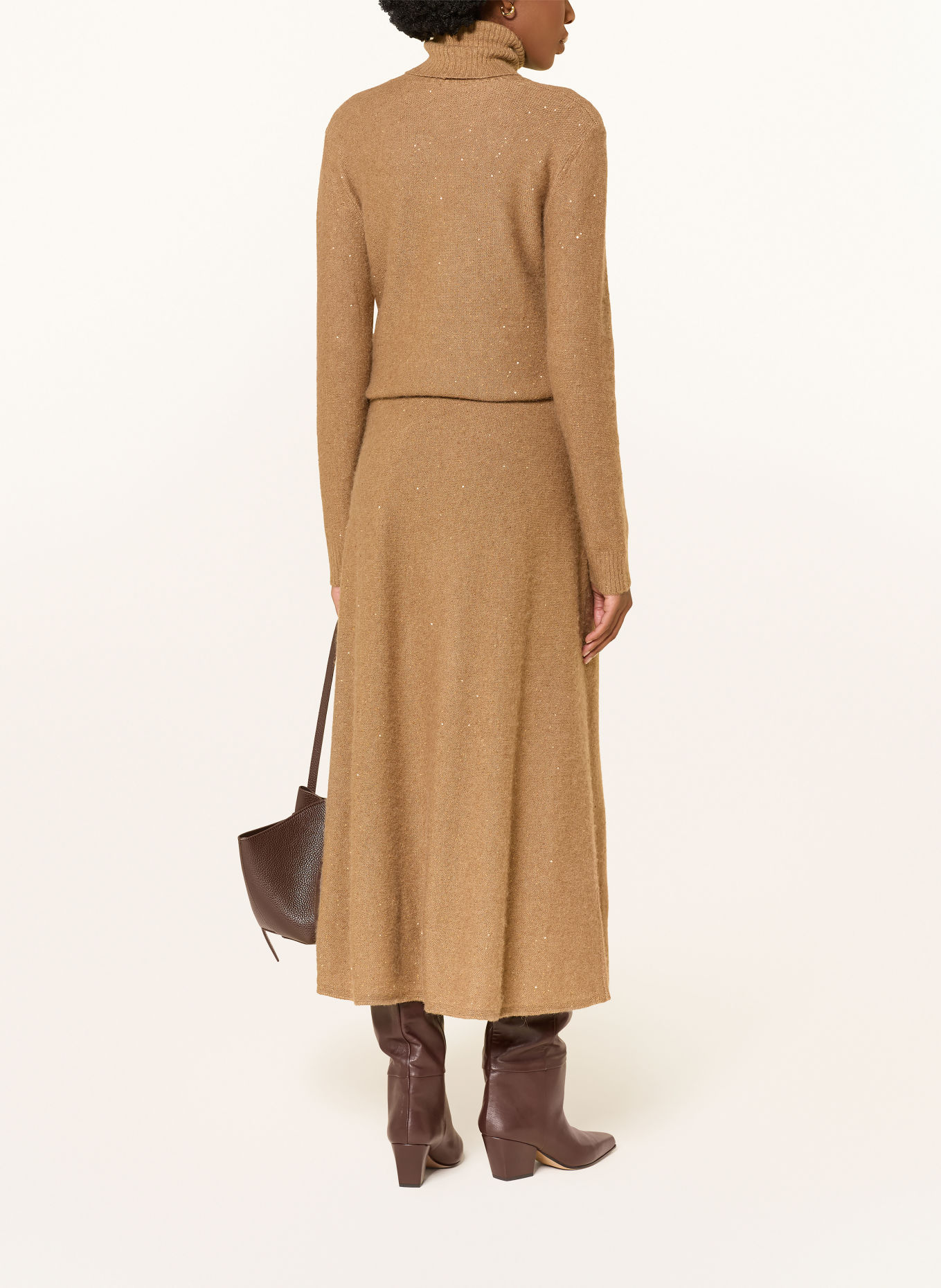 FABIANA FILIPPI Strickrock mit Pailletten: BEIGE