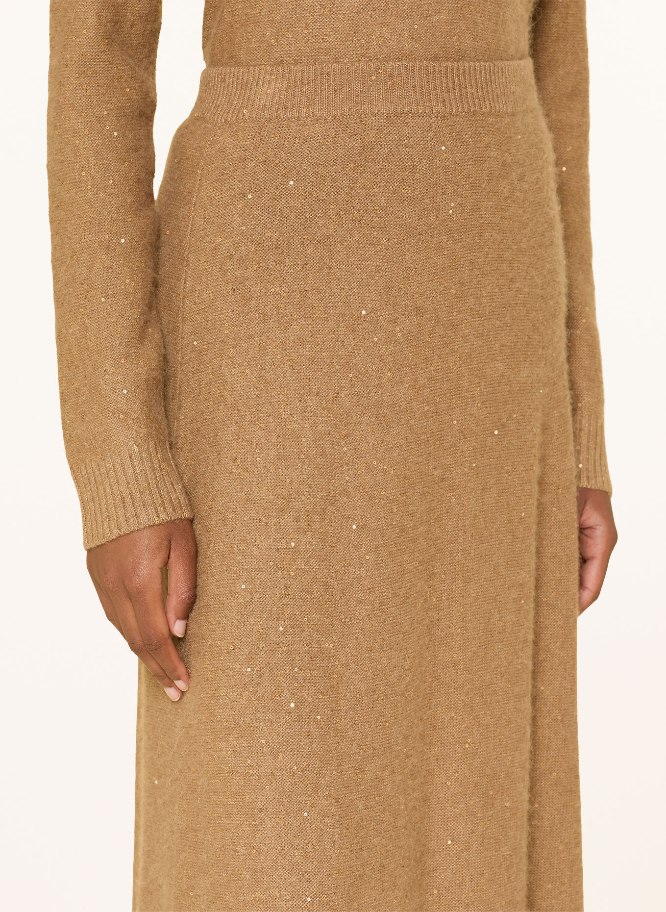 FABIANA FILIPPI Strickrock mit Pailletten: BEIGE