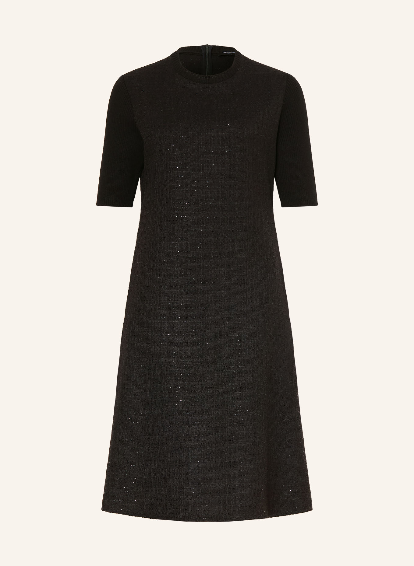 FABIANA FILIPPI Tweed dress in a mix of fabrics with sequins: BLACK