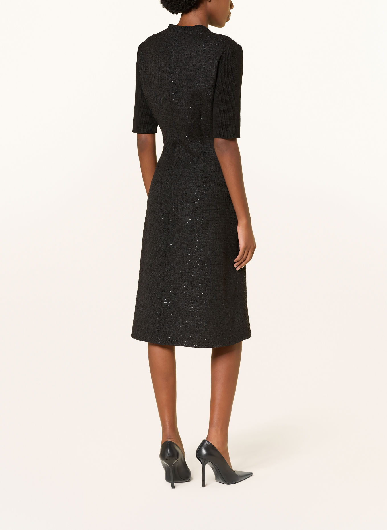 FABIANA FILIPPI Tweed dress in a mix of fabrics with sequins: BLACK