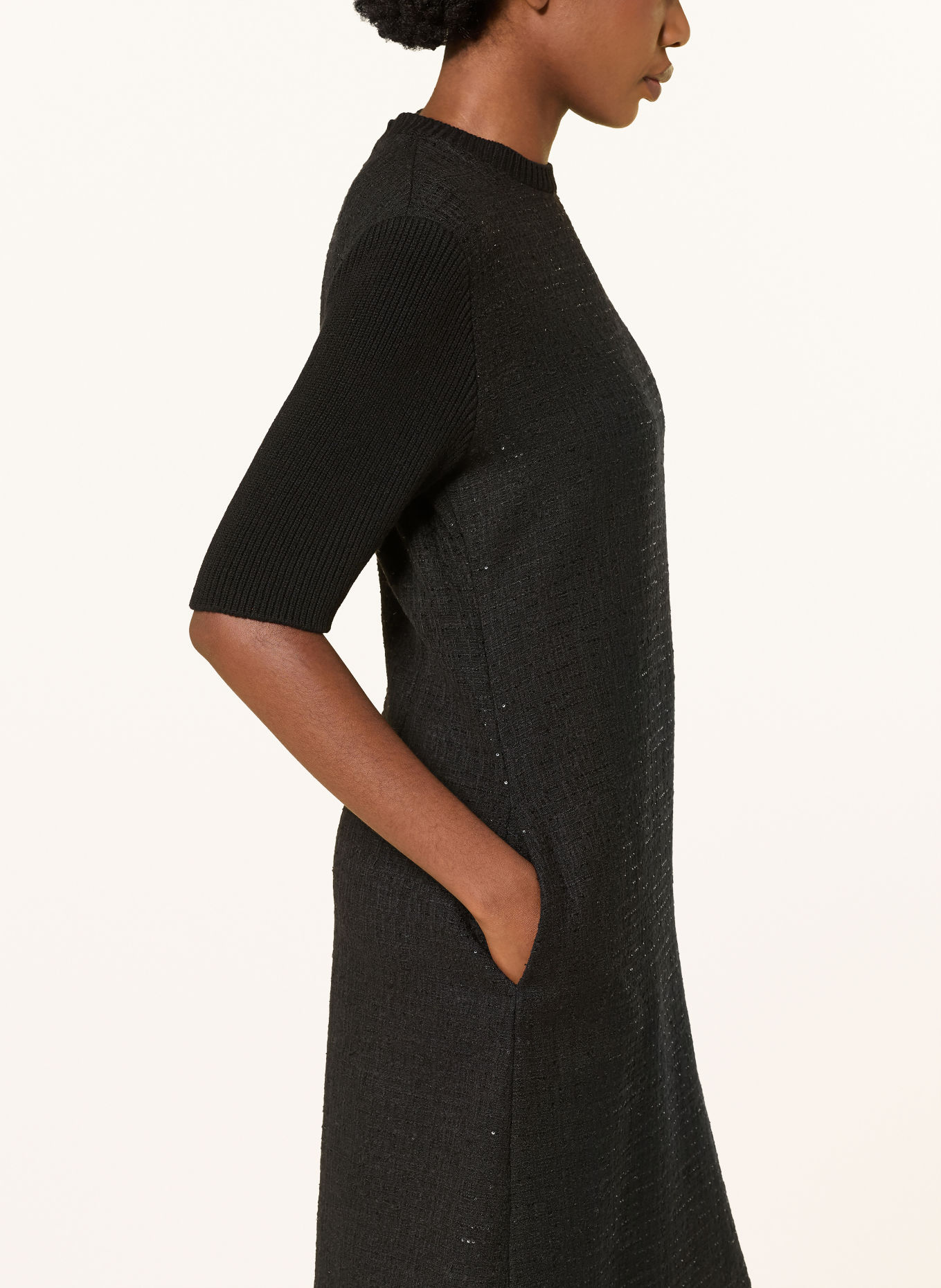FABIANA FILIPPI Tweed dress in a mix of fabrics with sequins: BLACK
