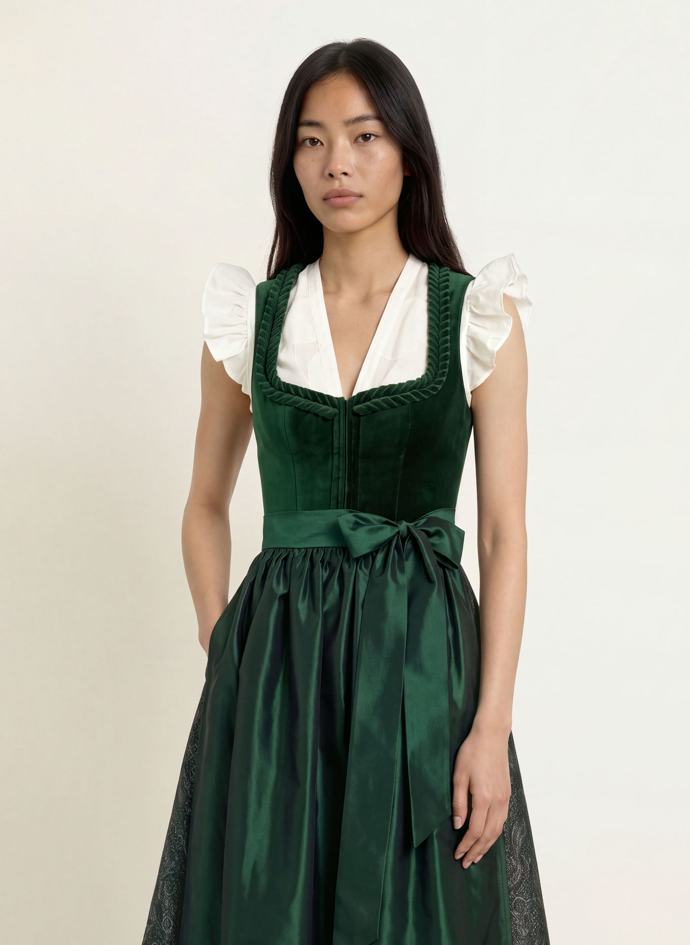 ALISSA BY KINGA MATHE Dirndl TARA: DUNKELGRÜN / GRAU
