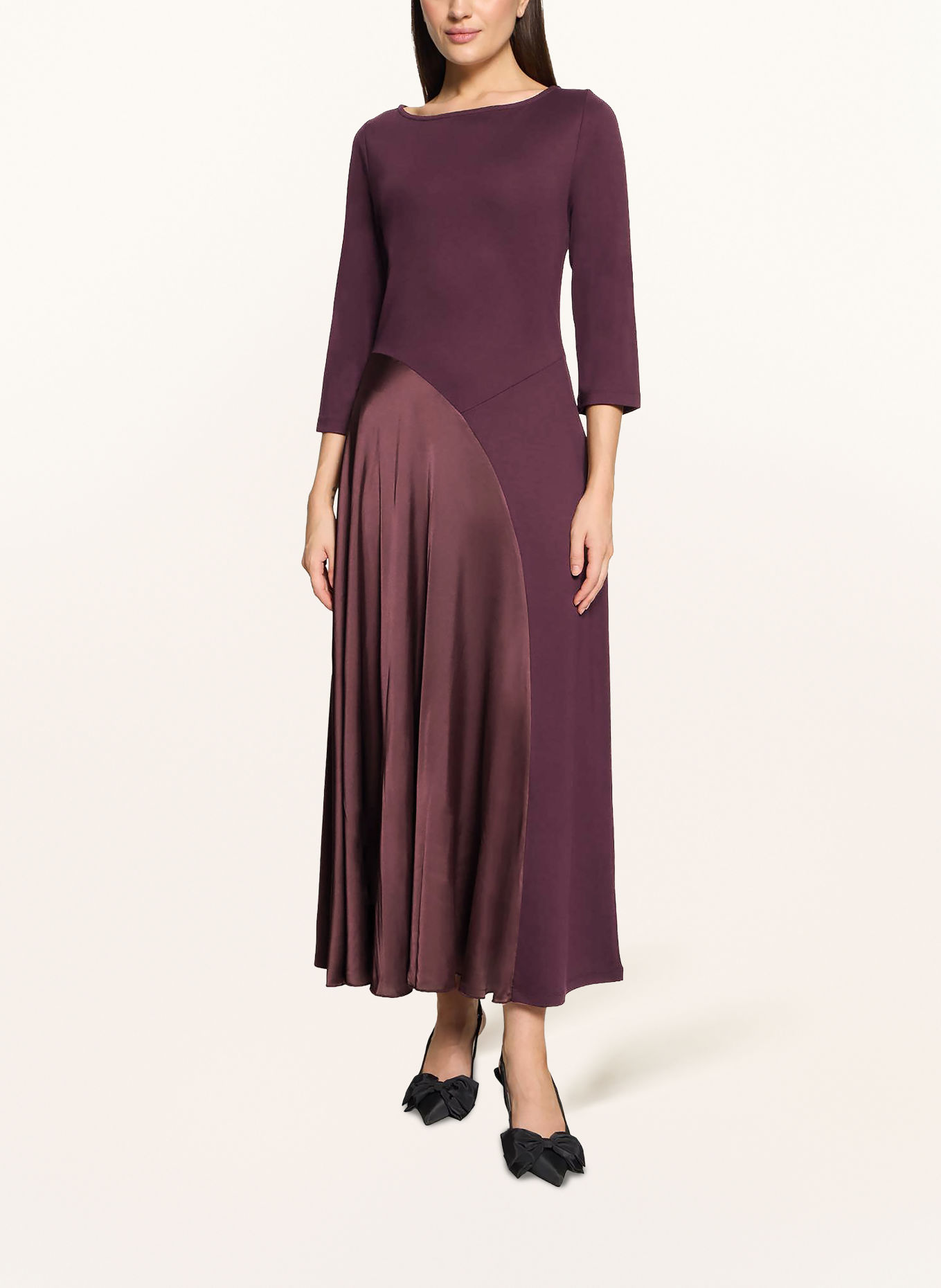CARTOON Robe en mélange de matières à manches 3/4: LILAS FONCÉ