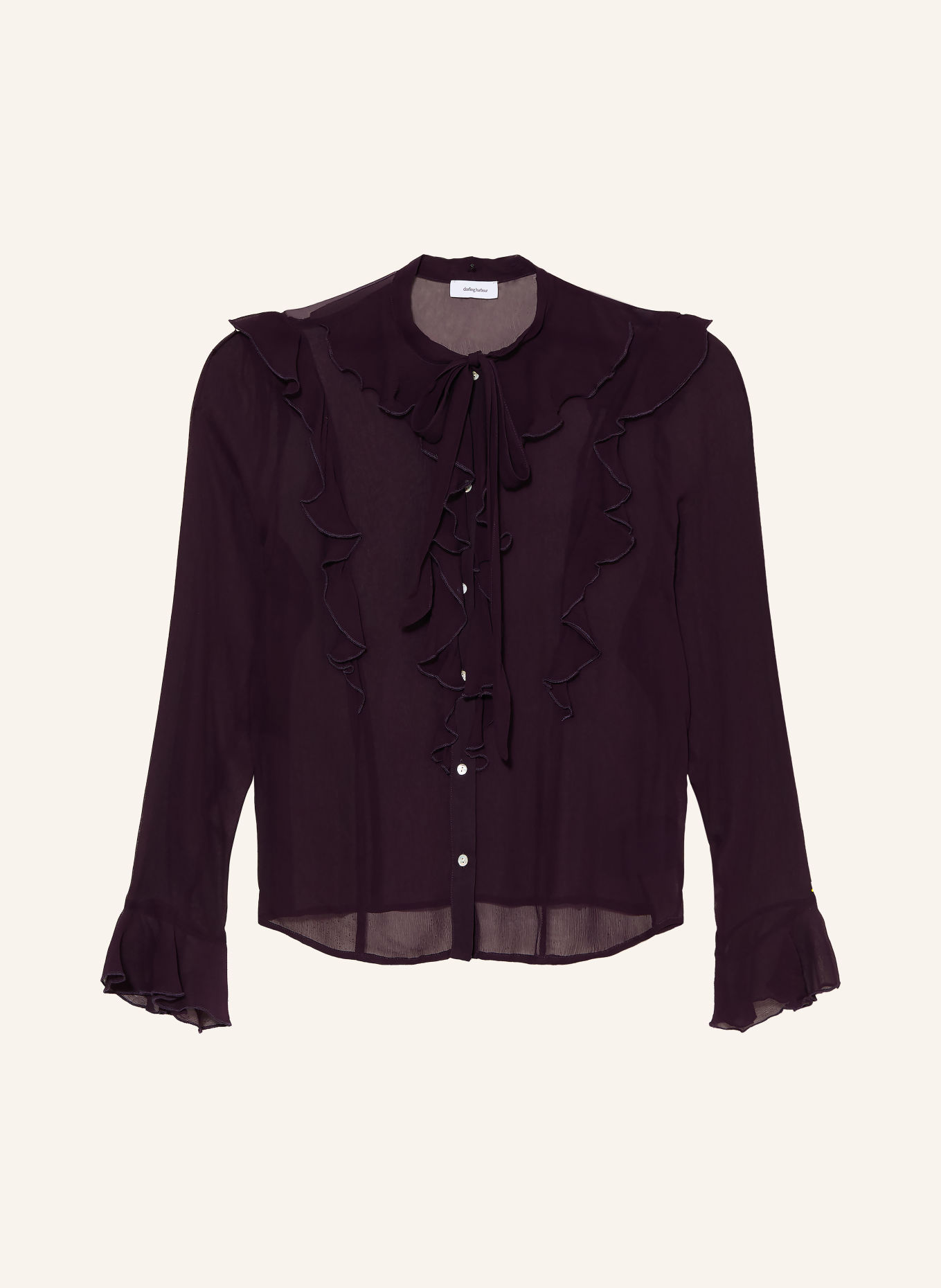 darling harbour Tie-neck blouse with ruffles: BLUEBERRY