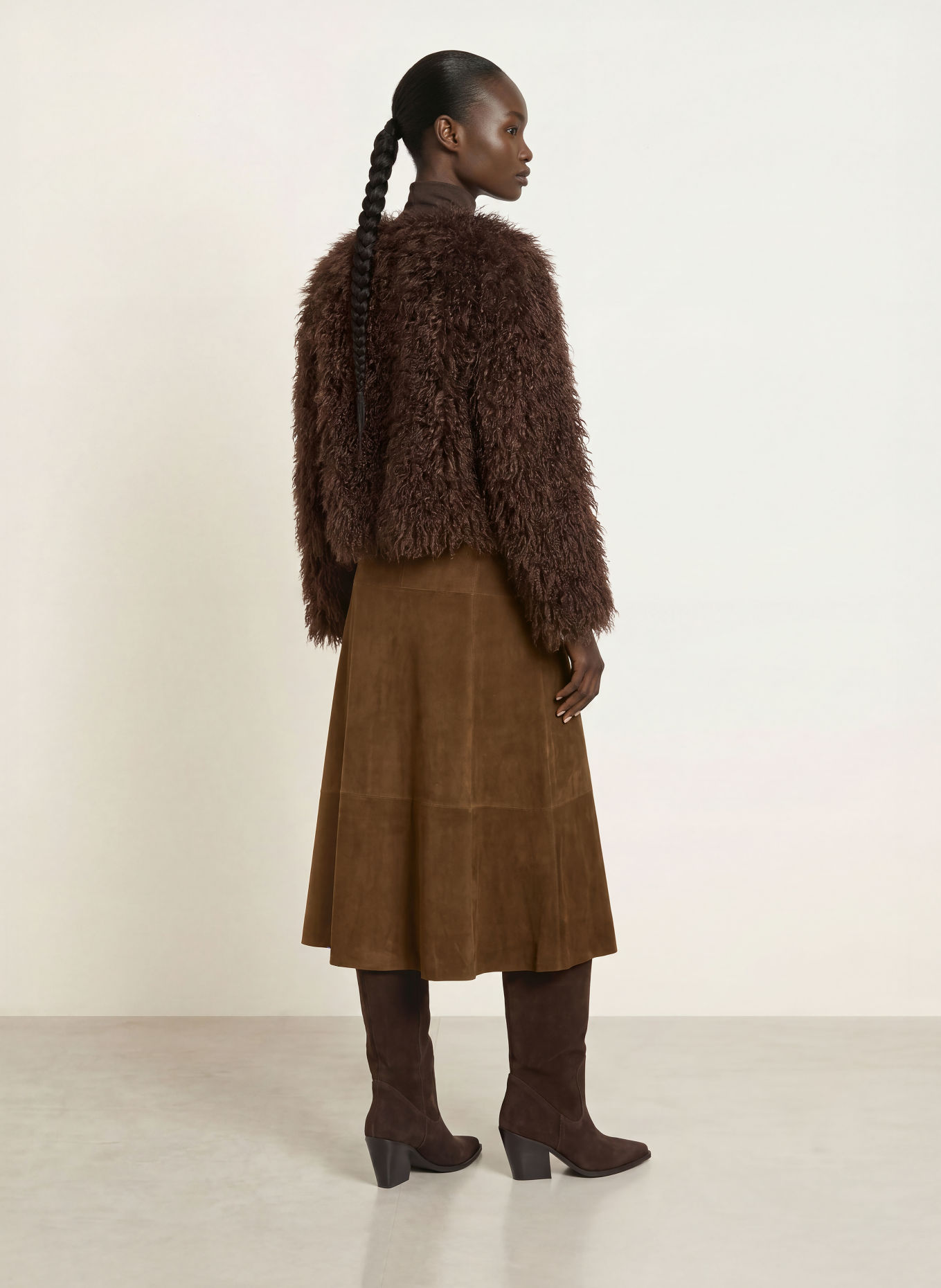 STUDIO AR Leren rok HELENA: MARRON FONCÉ