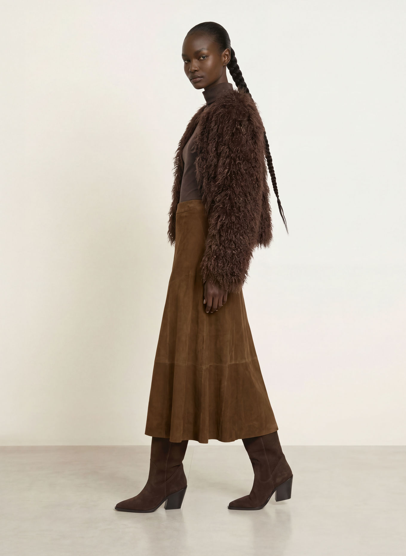 STUDIO AR Leren rok HELENA: MARRON FONCÉ