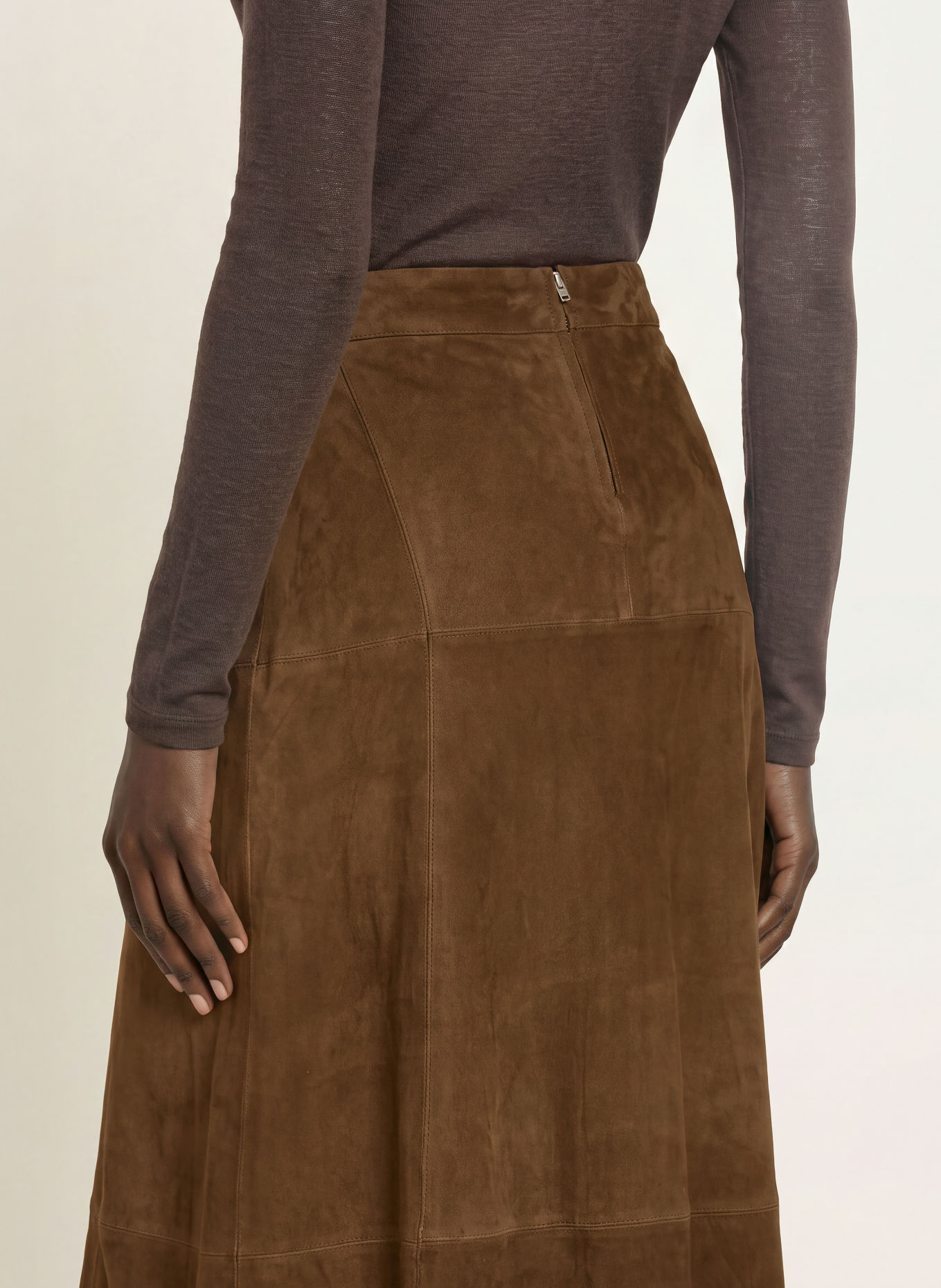 STUDIO AR Leren rok HELENA: MARRON FONCÉ