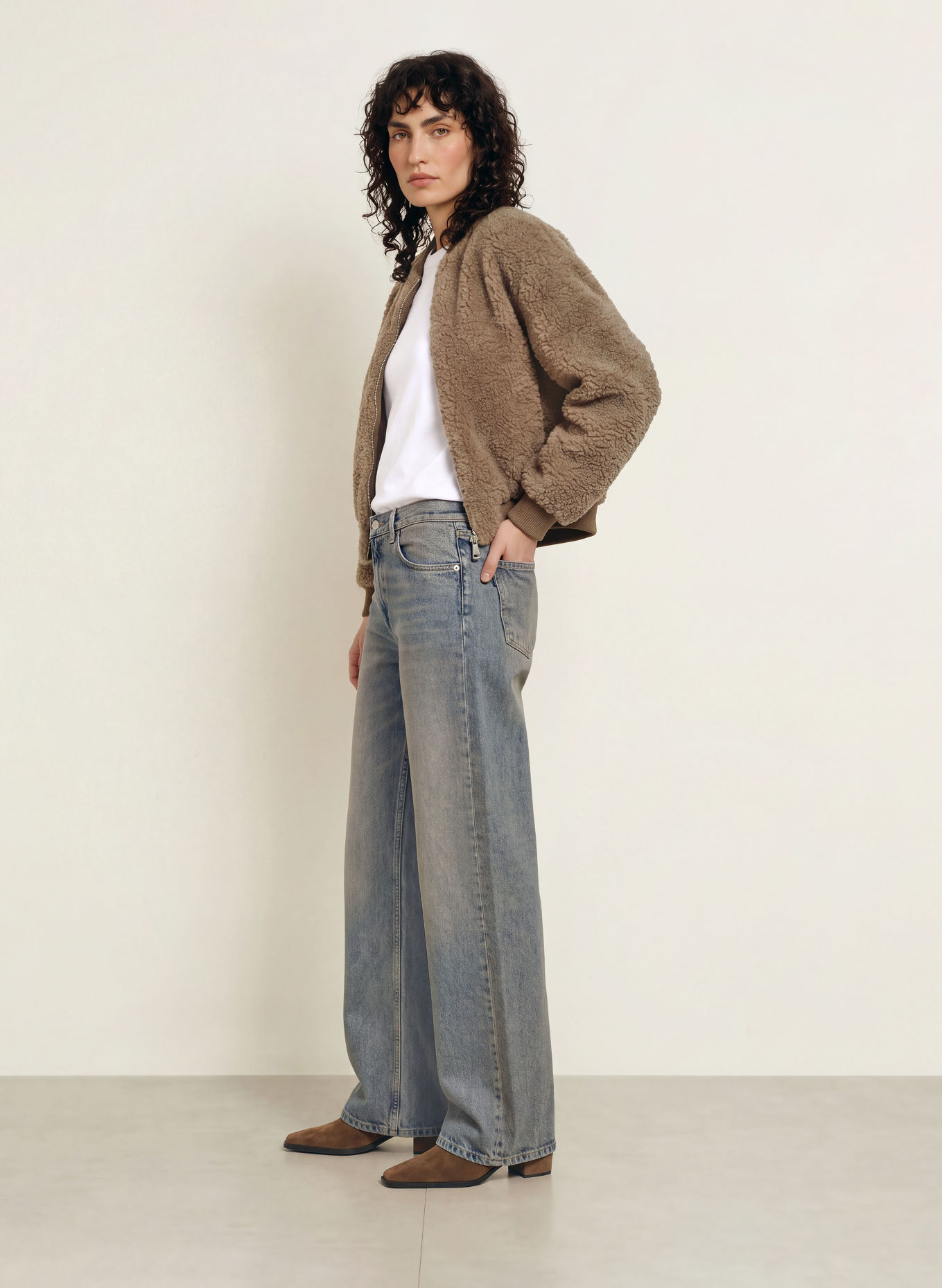 STUDIO AR Teddyfell-Blouson LAURA: TAUPE