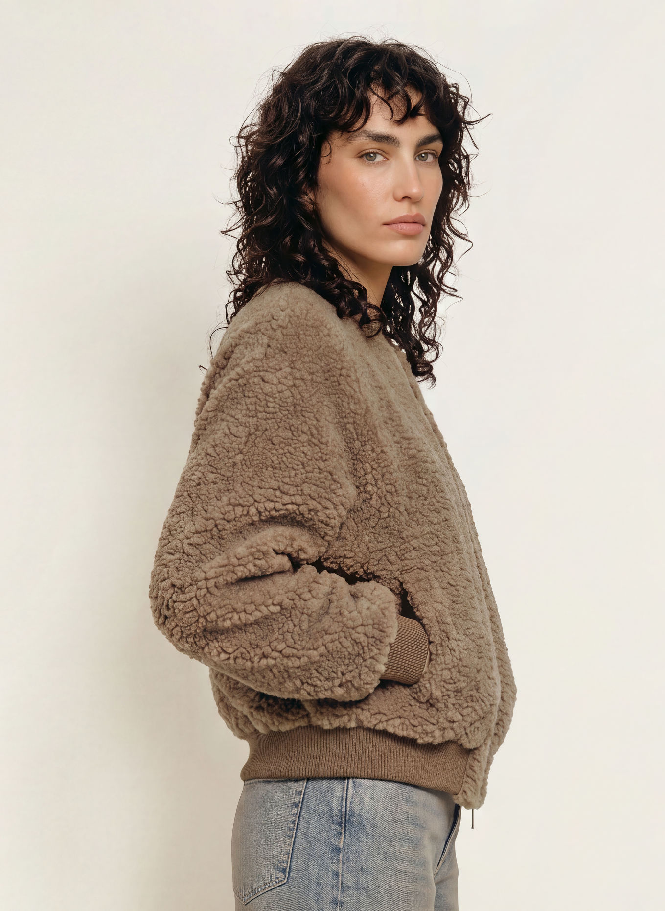 STUDIO AR Teddyfell-Blouson LAURA: TAUPE