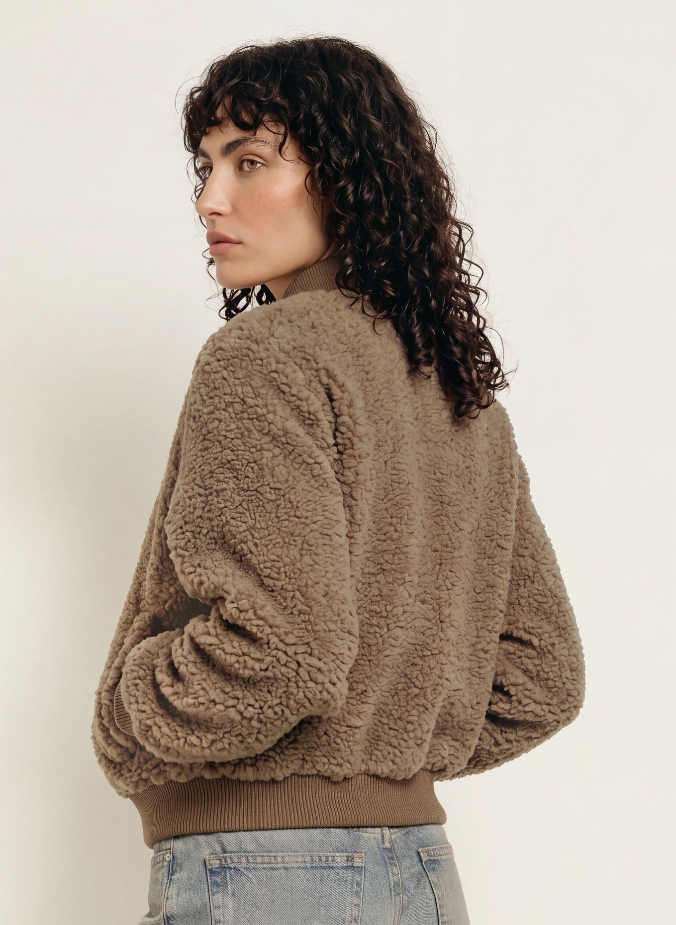 STUDIO AR Teddyfell-Blouson LAURA: TAUPE
