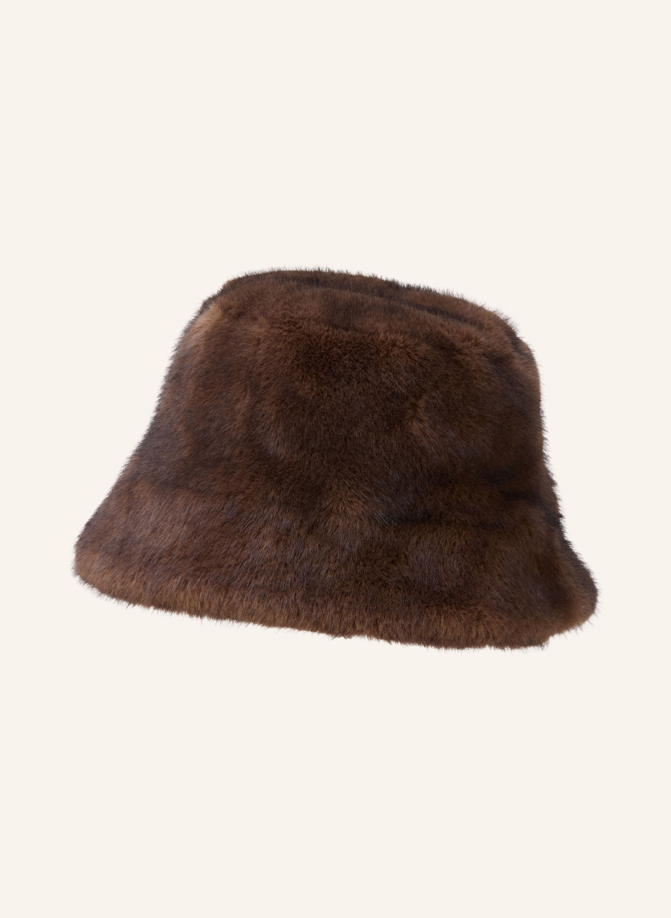 STUDIO AR BEAU Bucket hat made of faux fur: DARK BROWN