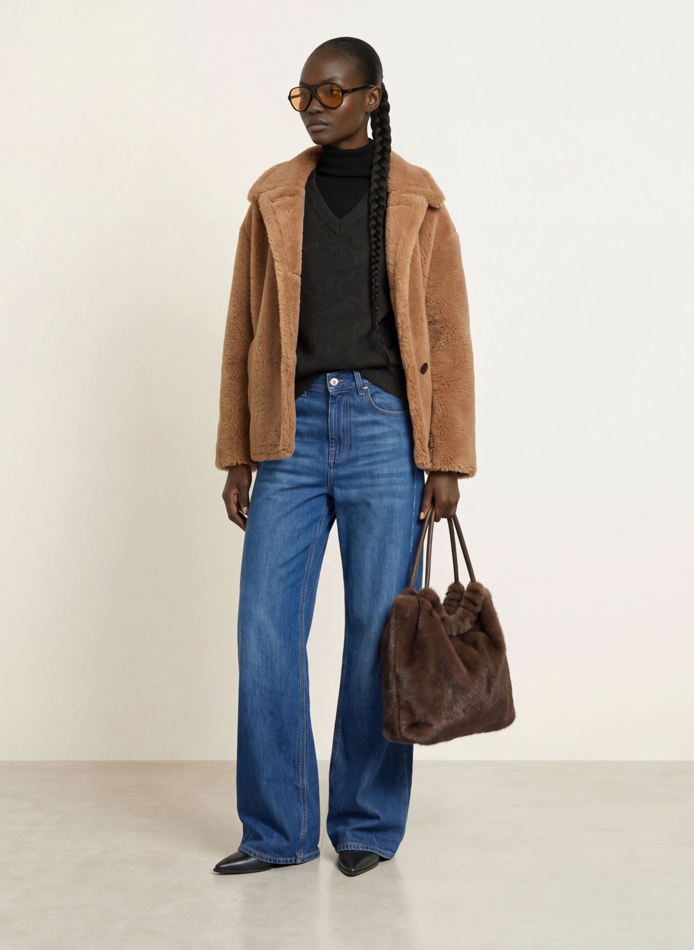 STUDIO AR ALEXI Shoppers made of faux fur: DARK BROWN