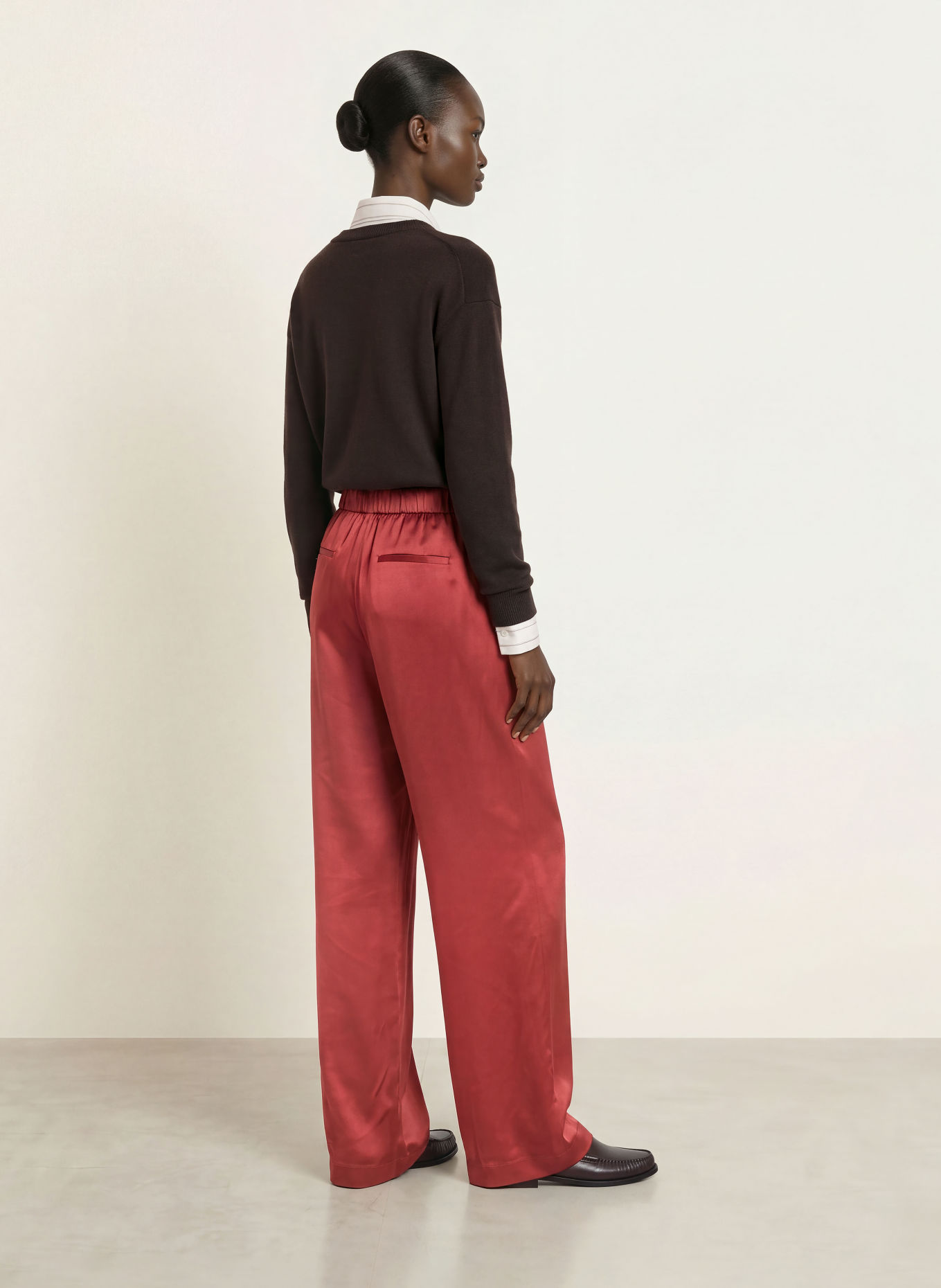PESERICO Marlene-broek van satijn: ROOD