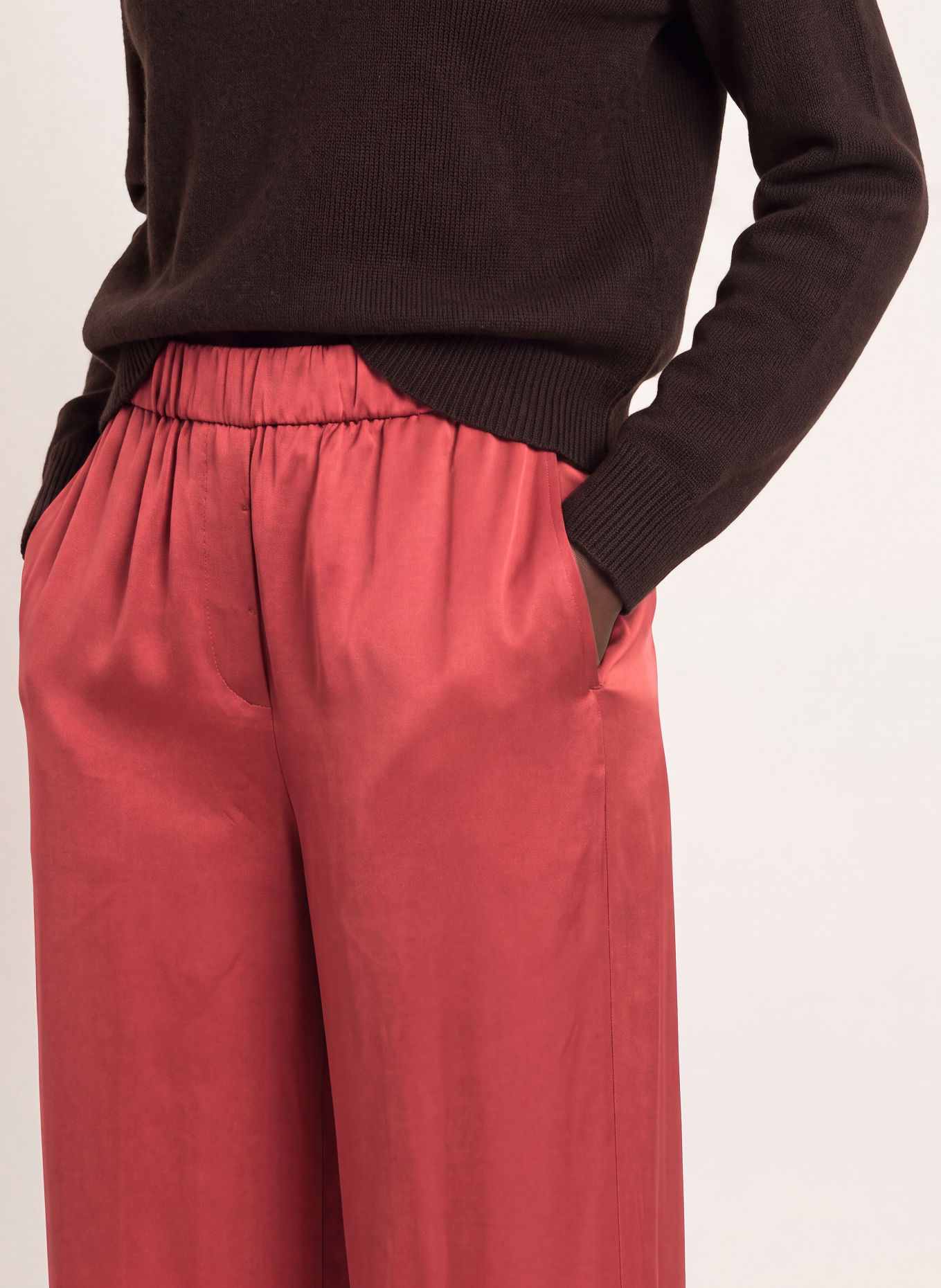 PESERICO Marlene-broek van satijn: ROOD