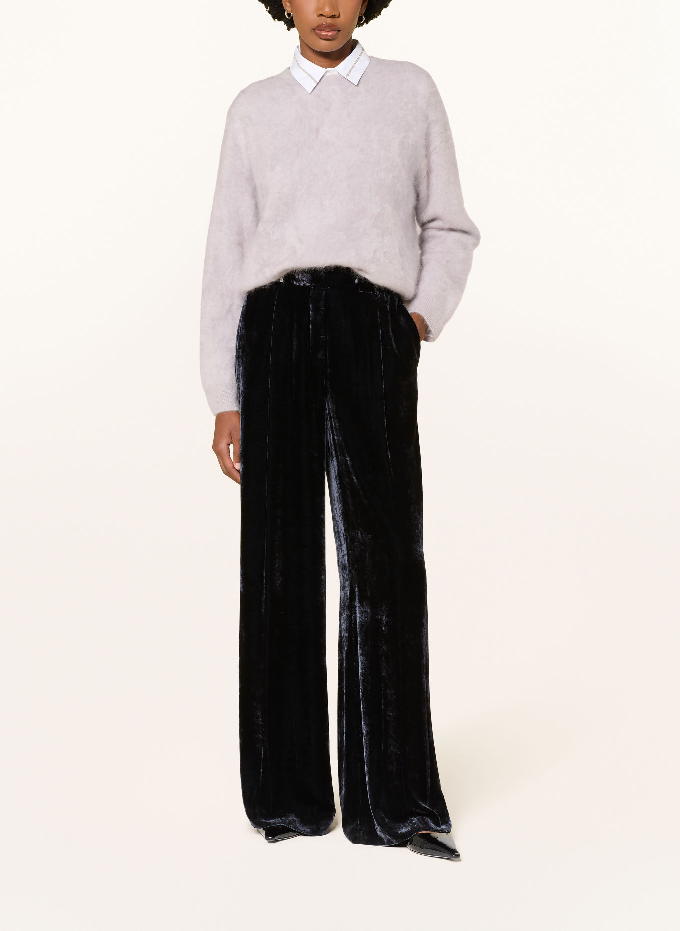 PESERICO Marlene-broek van fluweel: DONKERBLAUW