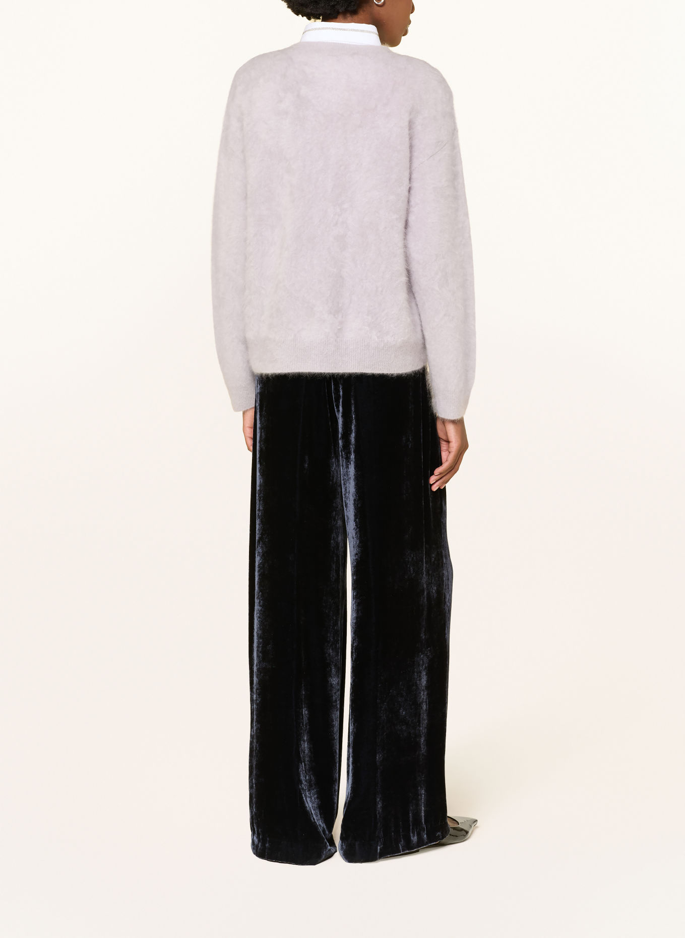 PESERICO Marlene-broek van fluweel: DONKERBLAUW