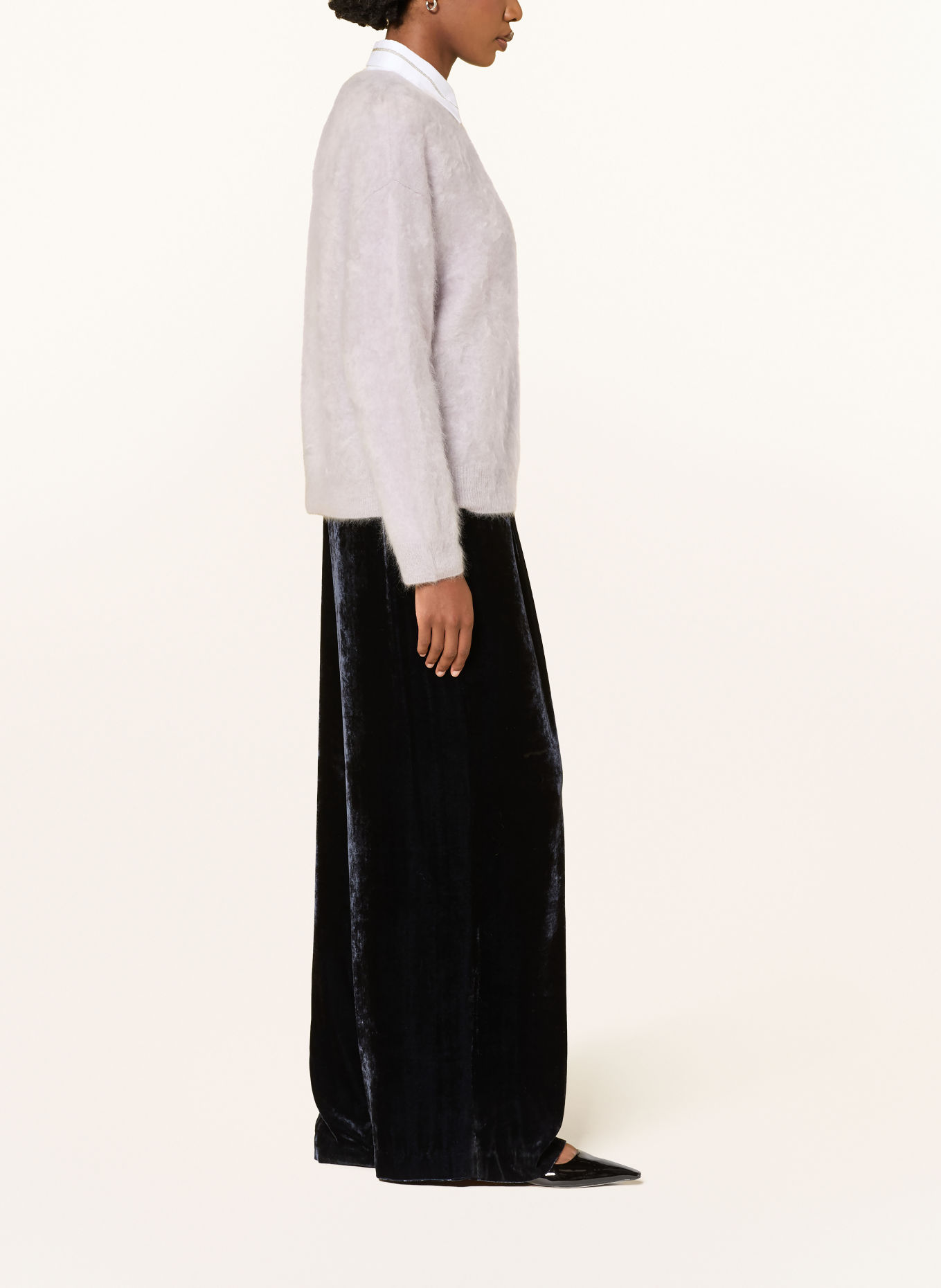 PESERICO Marlene-broek van fluweel: DONKERBLAUW