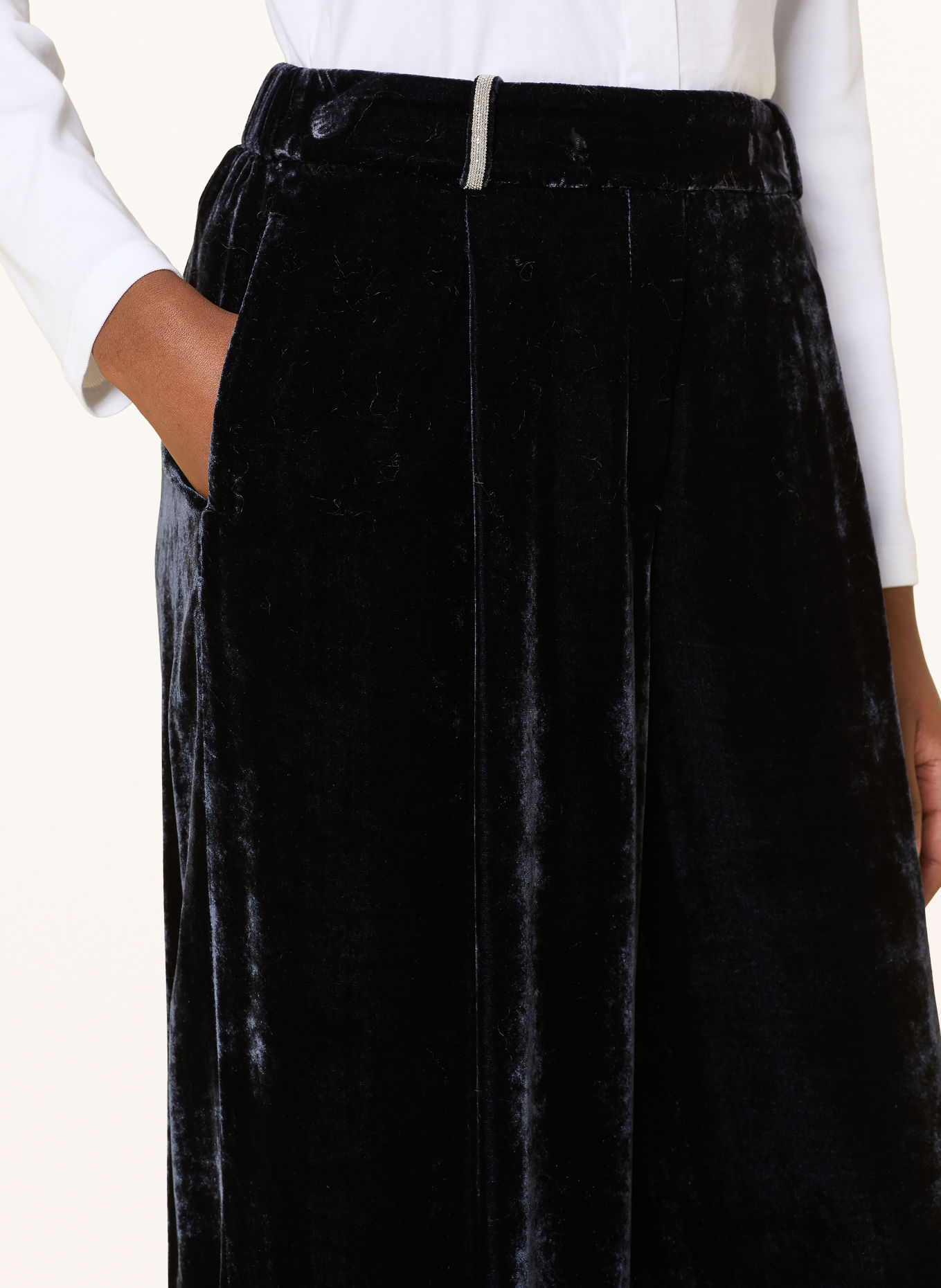 PESERICO Marlene-broek van fluweel: DONKERBLAUW