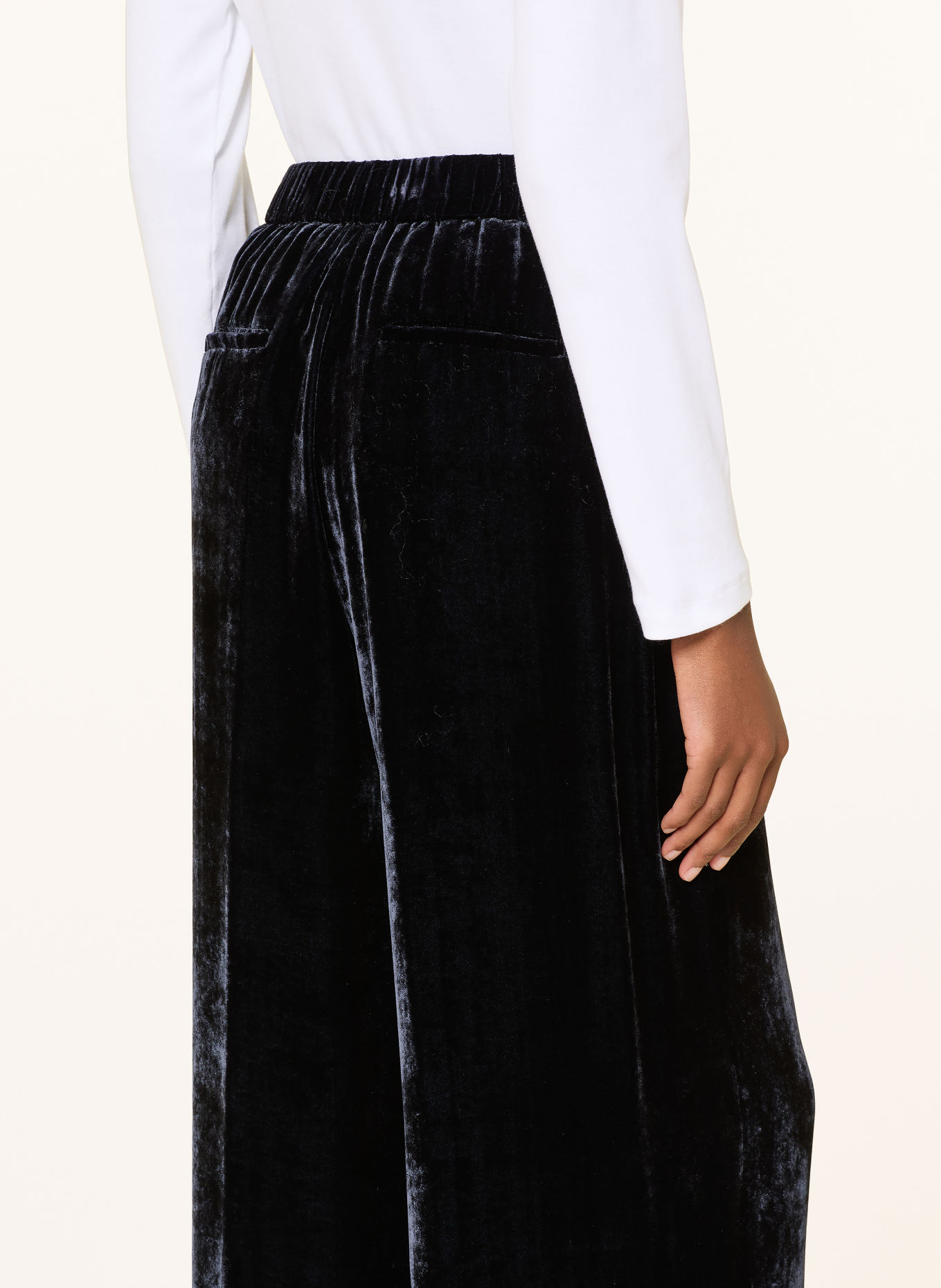 PESERICO Marlene-broek van fluweel: DONKERBLAUW