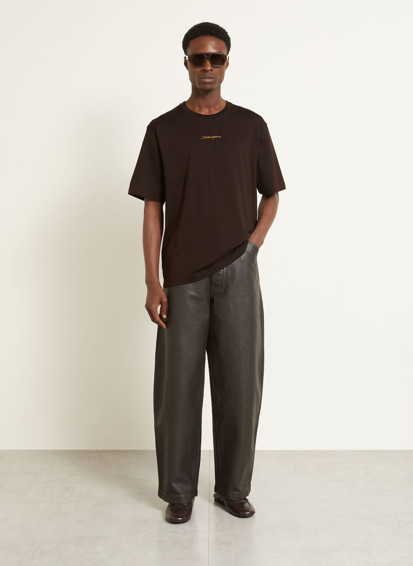 DOLCE & GABBANA T-Shirt: DUNKELBRAUN / CAMEL