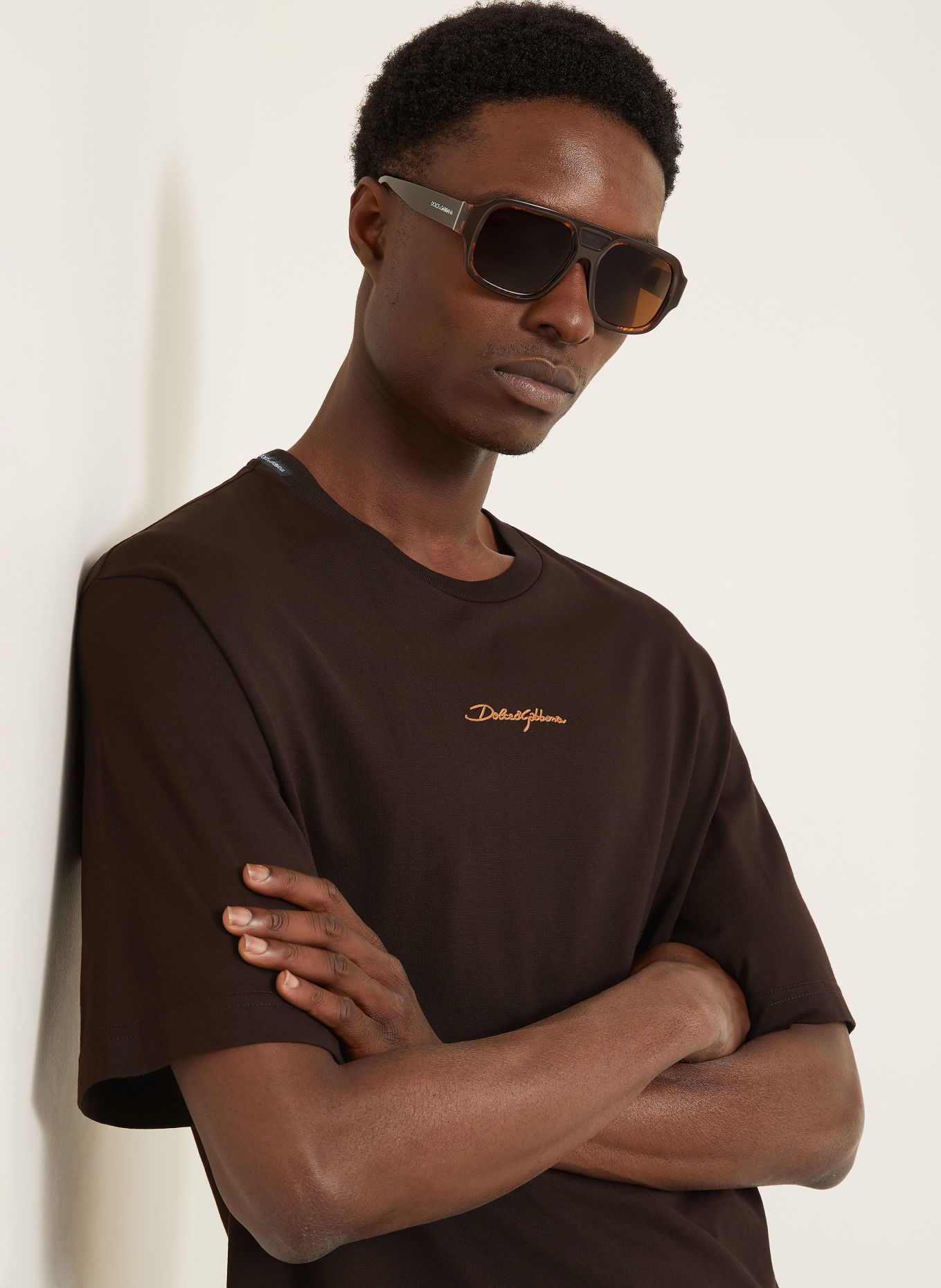 DOLCE & GABBANA T-Shirt: DUNKELBRAUN / CAMEL