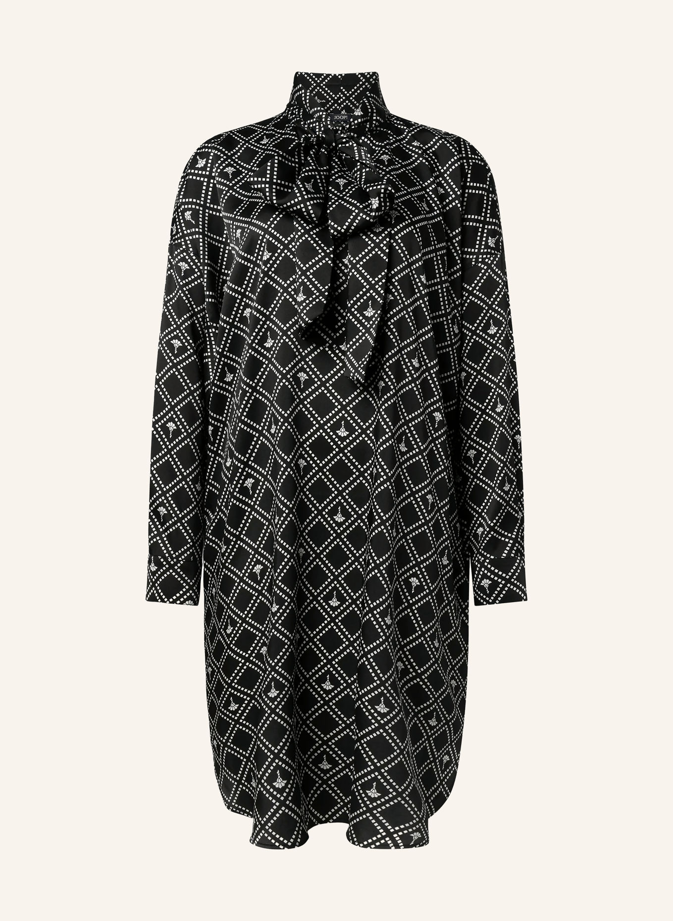 JOOP! Schluppenkleid DORIS aus Satin: SCHWARZ / WEISS
