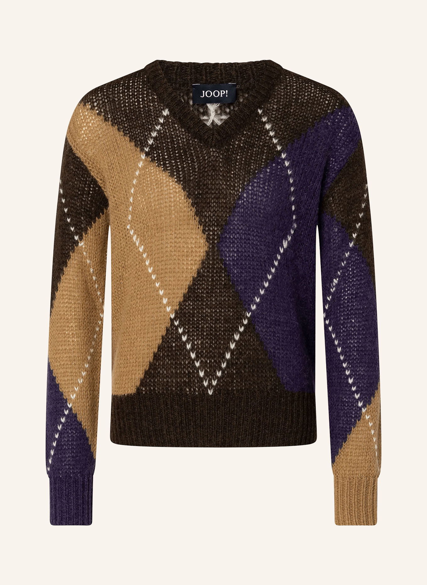 JOOP! Pullover KARGA mit Alpaka: DUNKELBRAUN / CAMEL / DUNKELLILA
