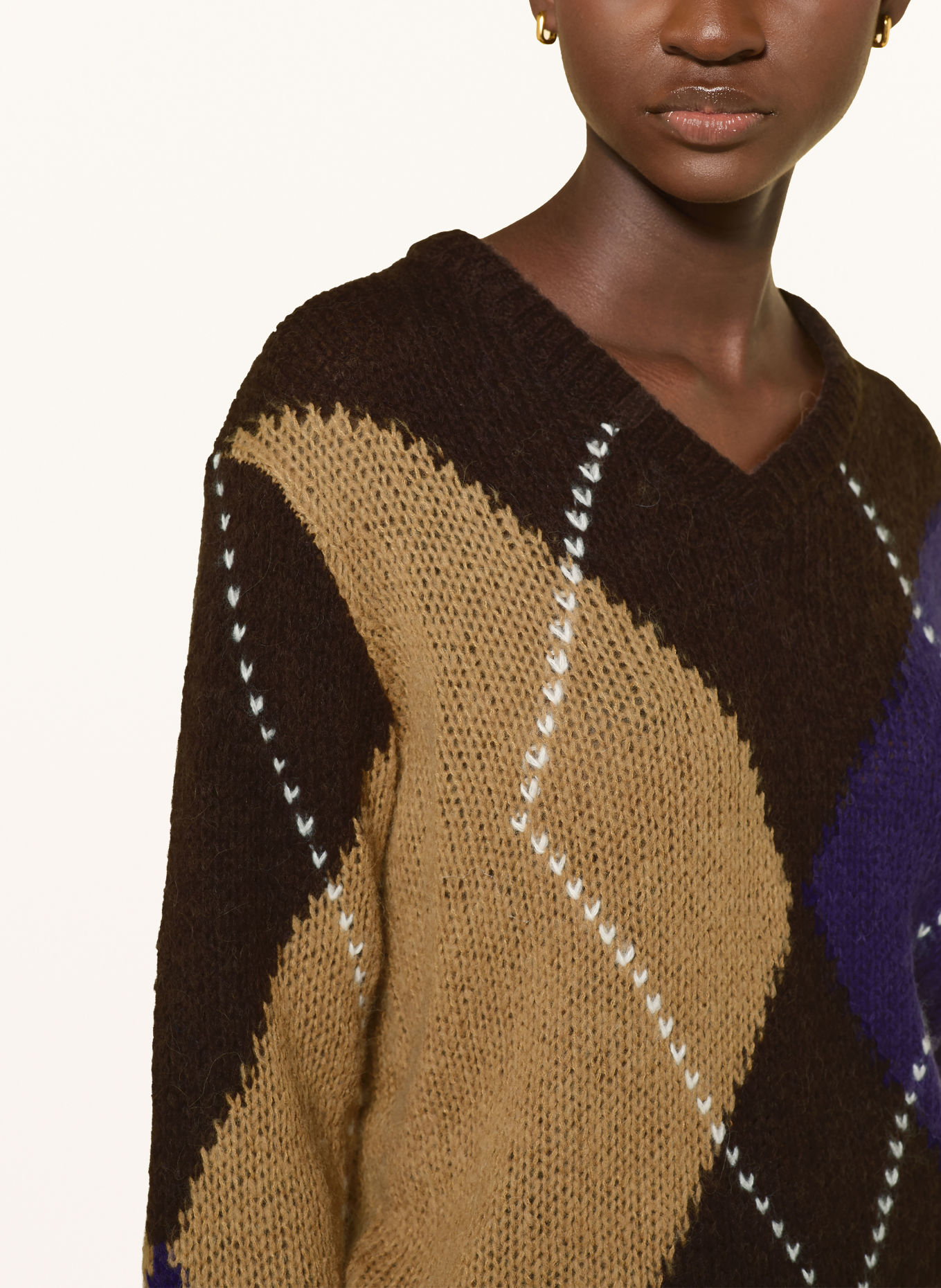 JOOP! Pullover KARGA mit Alpaka: DUNKELBRAUN / CAMEL / DUNKELLILA