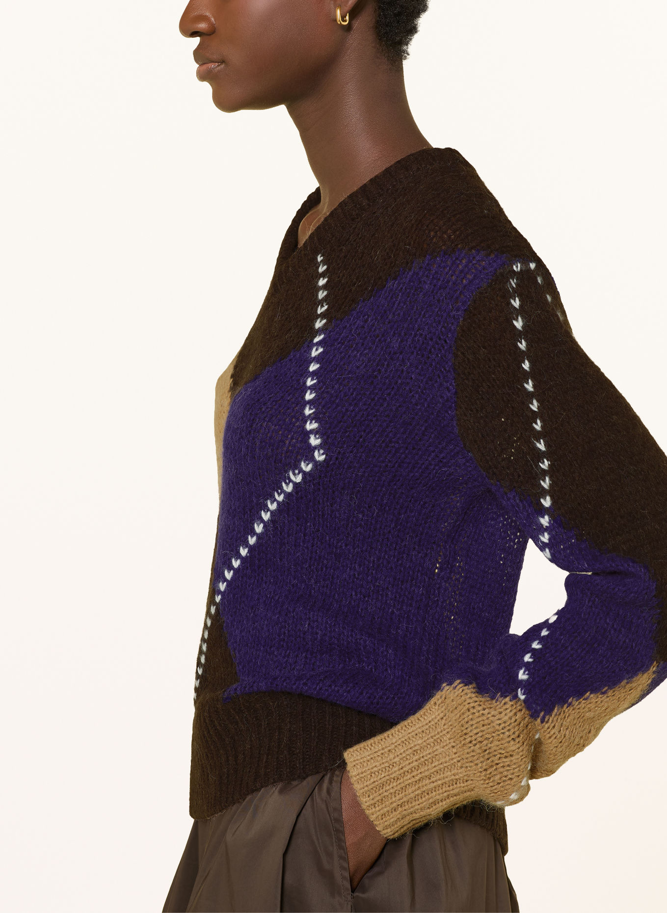 JOOP! Pullover KARGA mit Alpaka: DUNKELBRAUN / CAMEL / DUNKELLILA