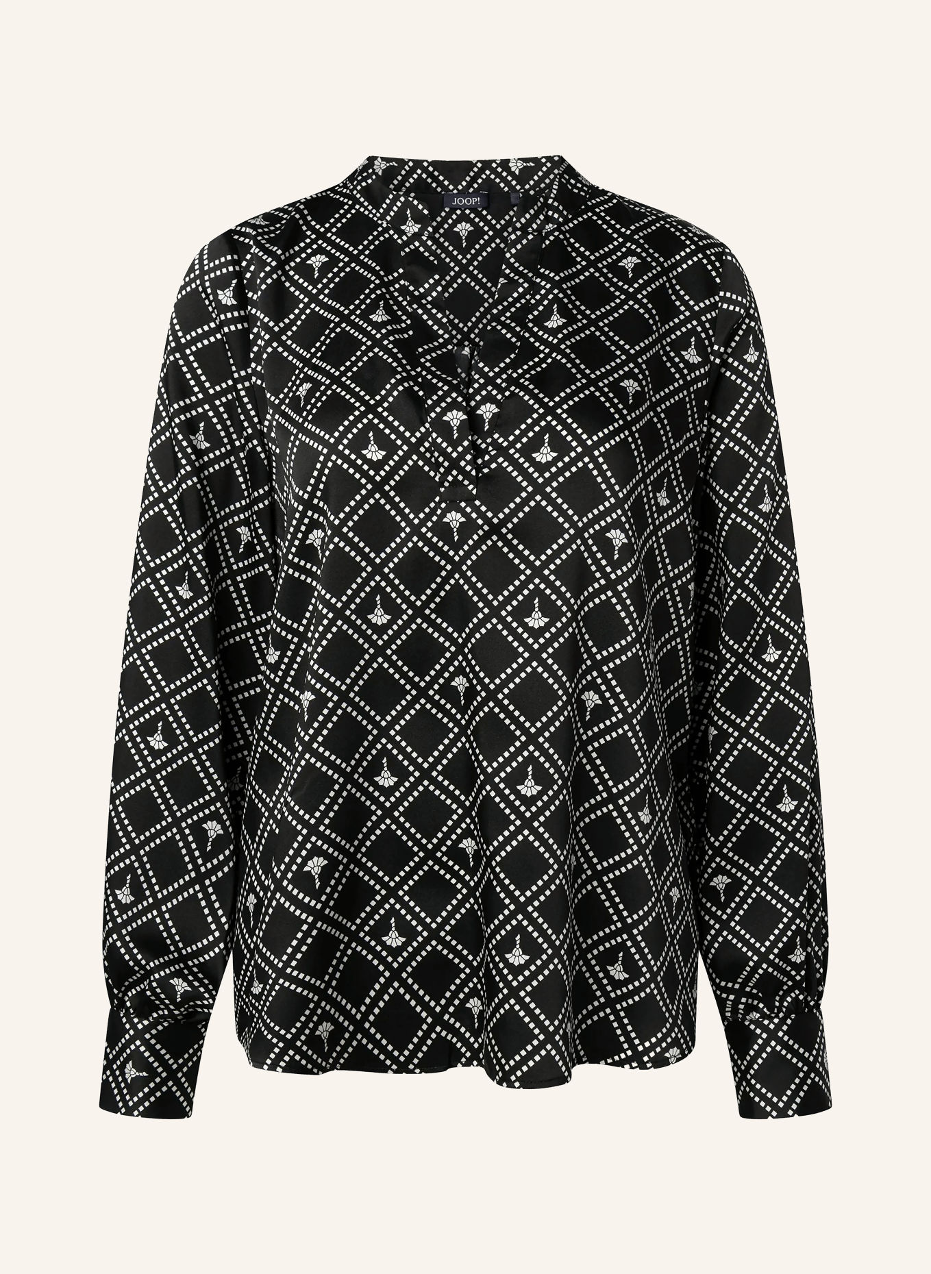 JOOP! Blusenshirt BRIGITTA aus Satin: SCHWARZ / WEISS