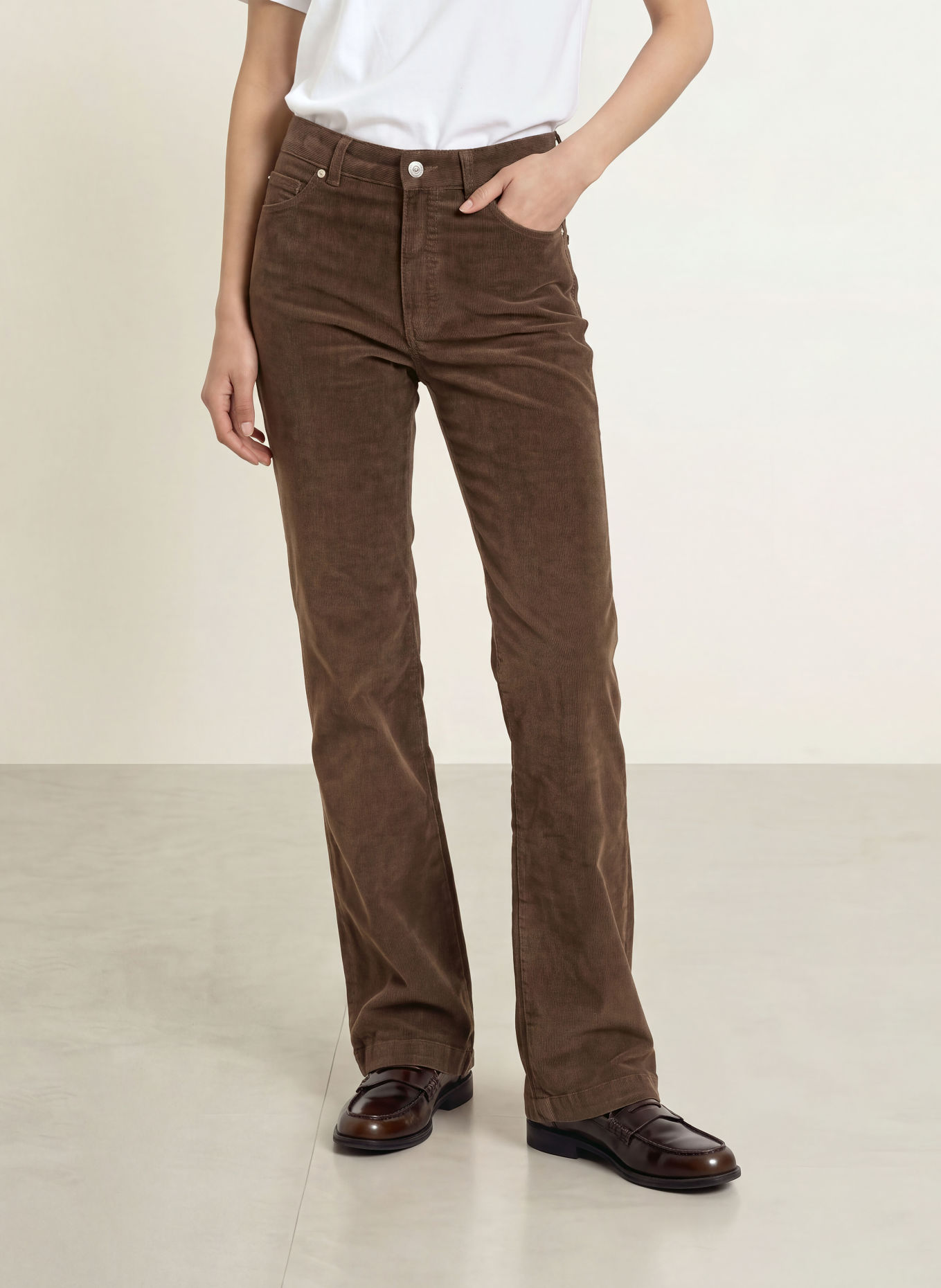 nine:inthe:morning PAOLIE Cord Pants: DARK BROWN