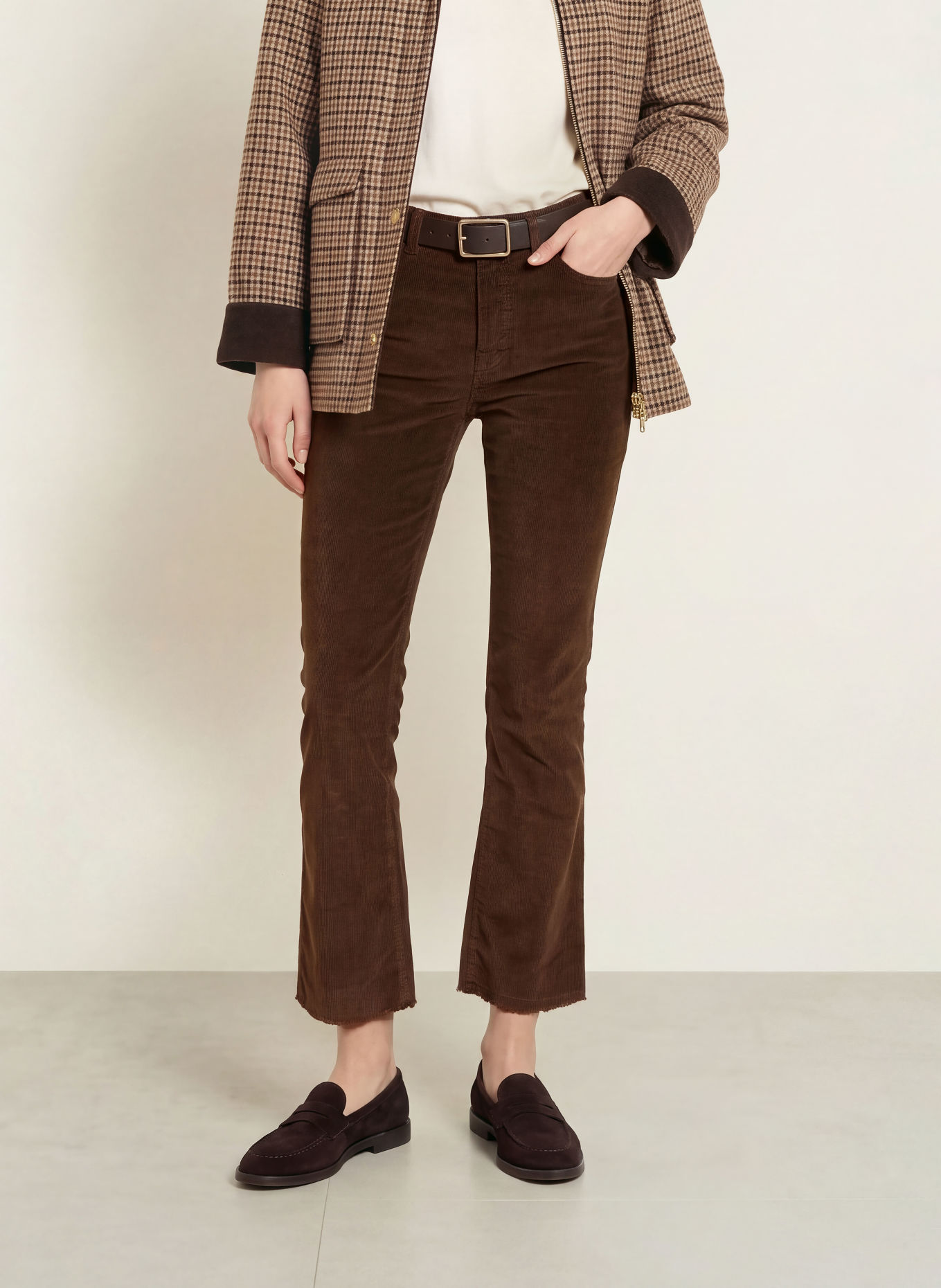 nine:inthe:morning Pantalon en velours côtelé ENDLESS: MARRON FONCÉ