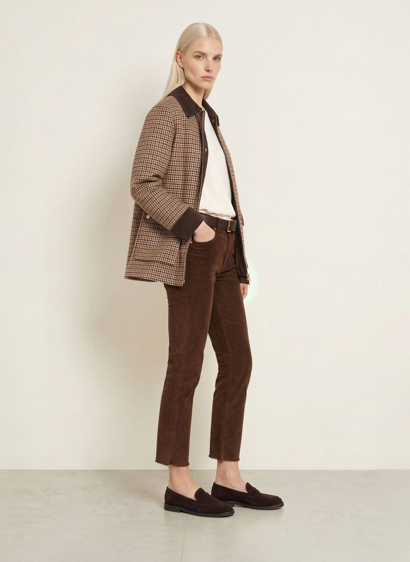 nine:inthe:morning Pantalon en velours côtelé ENDLESS: MARRON FONCÉ