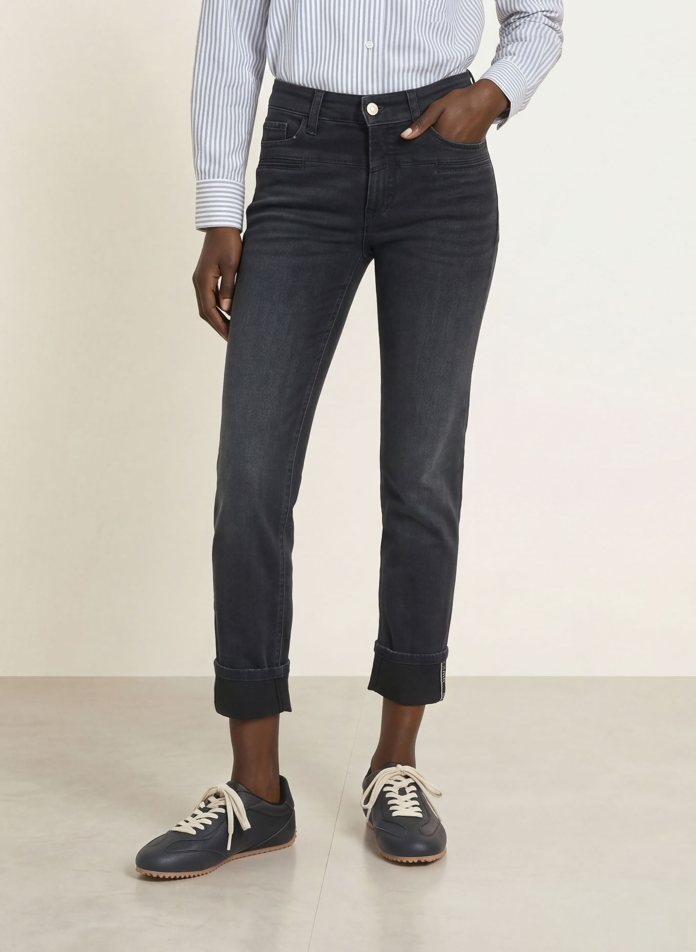 CAMBIO Jean droit PEARLIE: 5324 dark cozy well worn