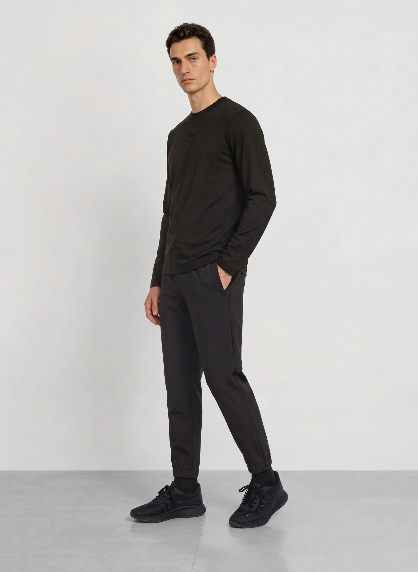 BOSS ICONS Long-sleeve shirt: BLACK