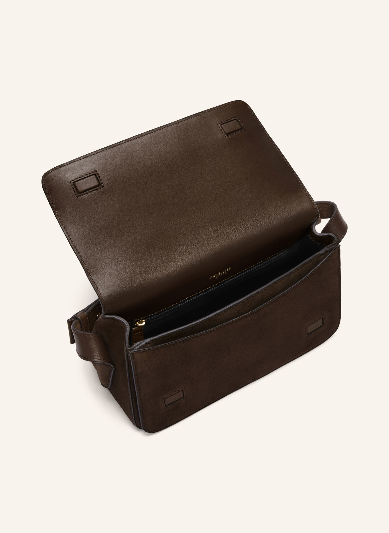 DEMELLIER Schoudertas THE NEW YORK: MARRON FONCÉ / GOUD