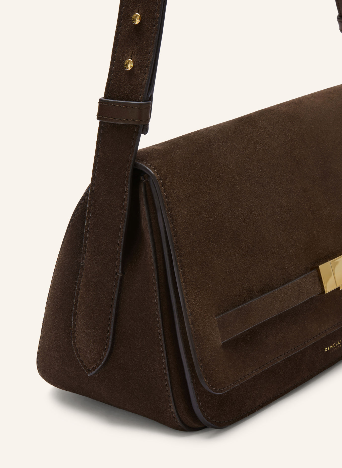 DEMELLIER Schoudertas THE NEW YORK: MARRON FONCÉ / GOUD