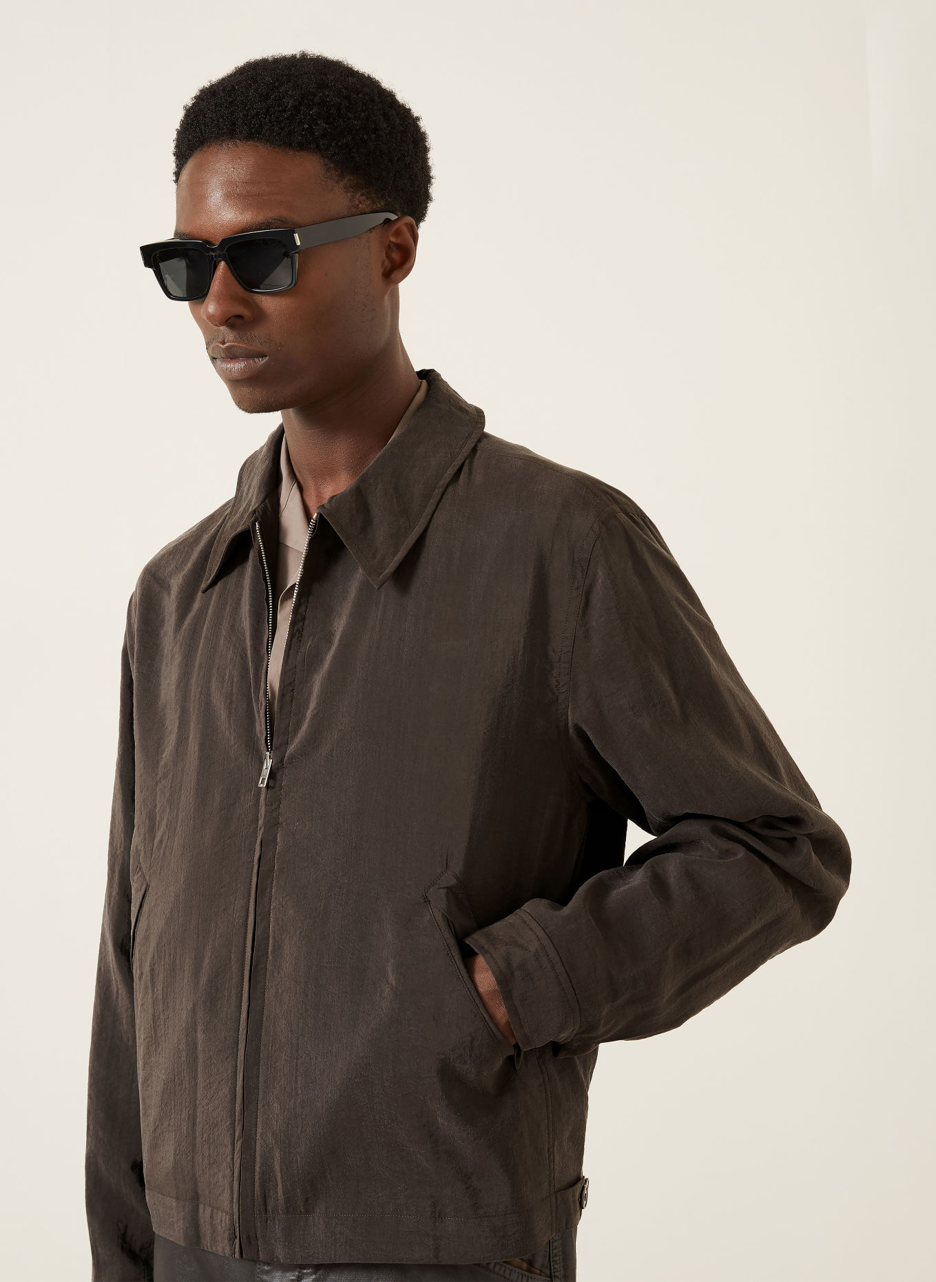LEMAIRE Blouson mit Seide: DUNKELBRAUN