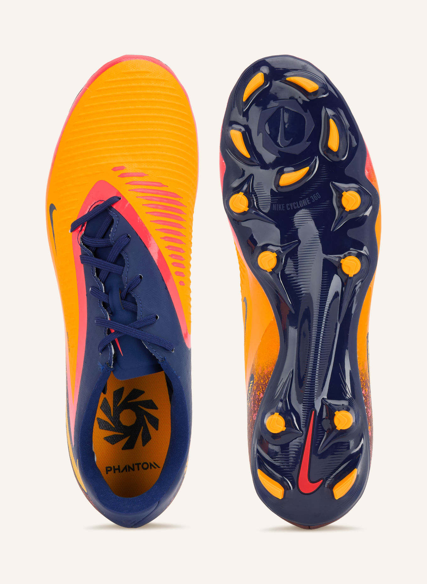 Nike Fußballschuhe PHANTOM 6 LOW ACADEMY ERLING HAALAND: NEONORANGE / NEONROT / DUNKELBLAU