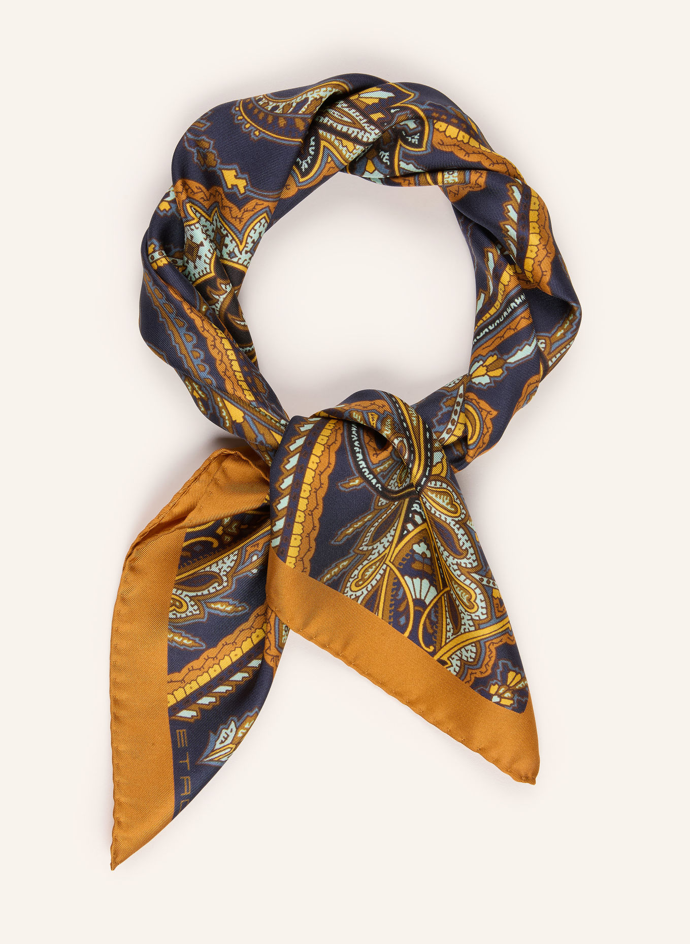 ETRO Seidentuch: DUNKELBLAU / CAMEL / GELB