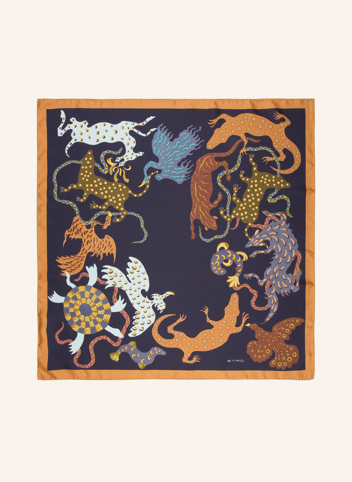 ETRO Seidentuch: DUNKELBLAU / CAMEL / OLIV