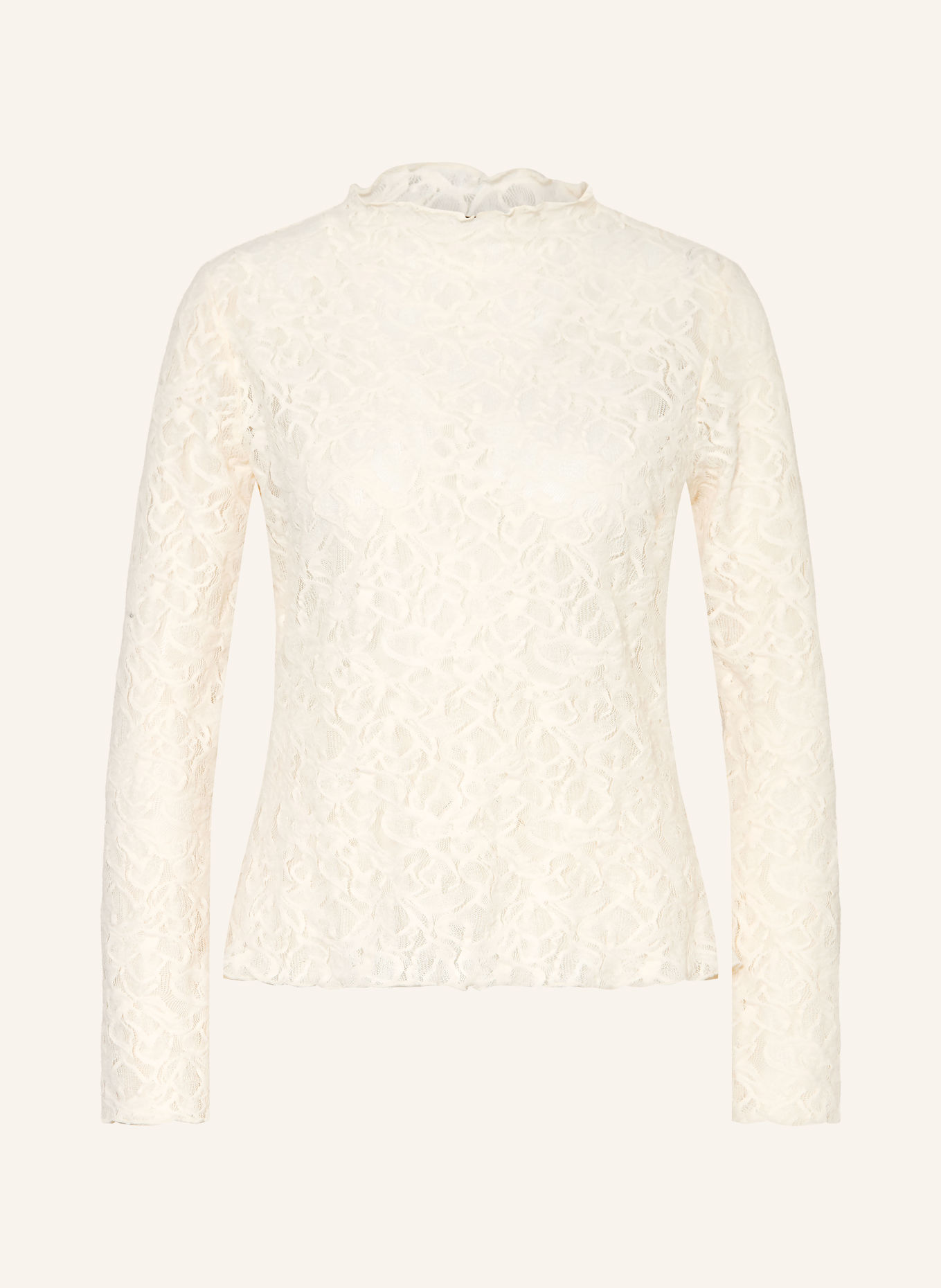s.Oliver BLACK LABEL Long-sleeve shirt with lace detail: WHITE