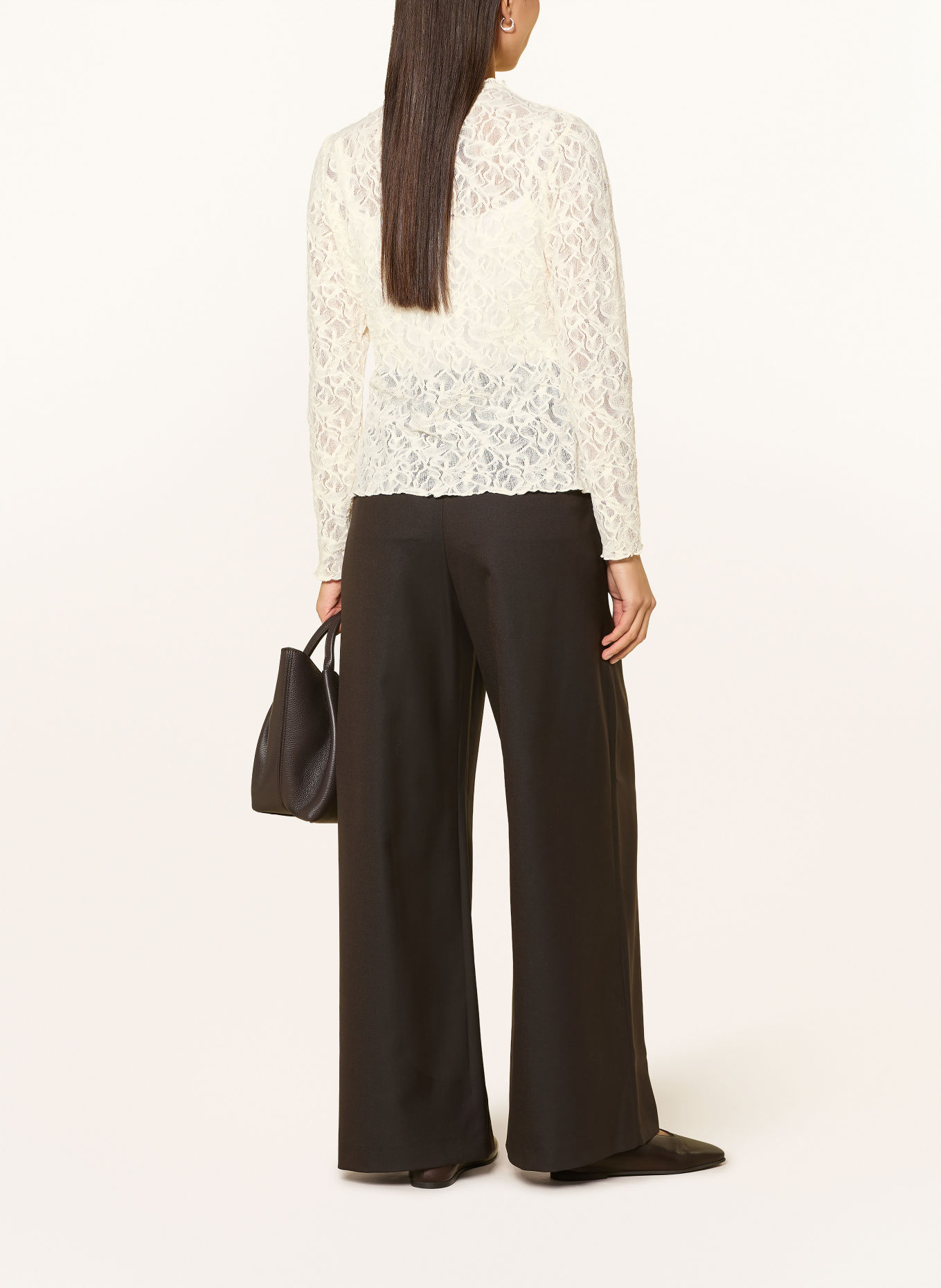 s.Oliver BLACK LABEL Long-sleeve shirt with lace detail: WHITE