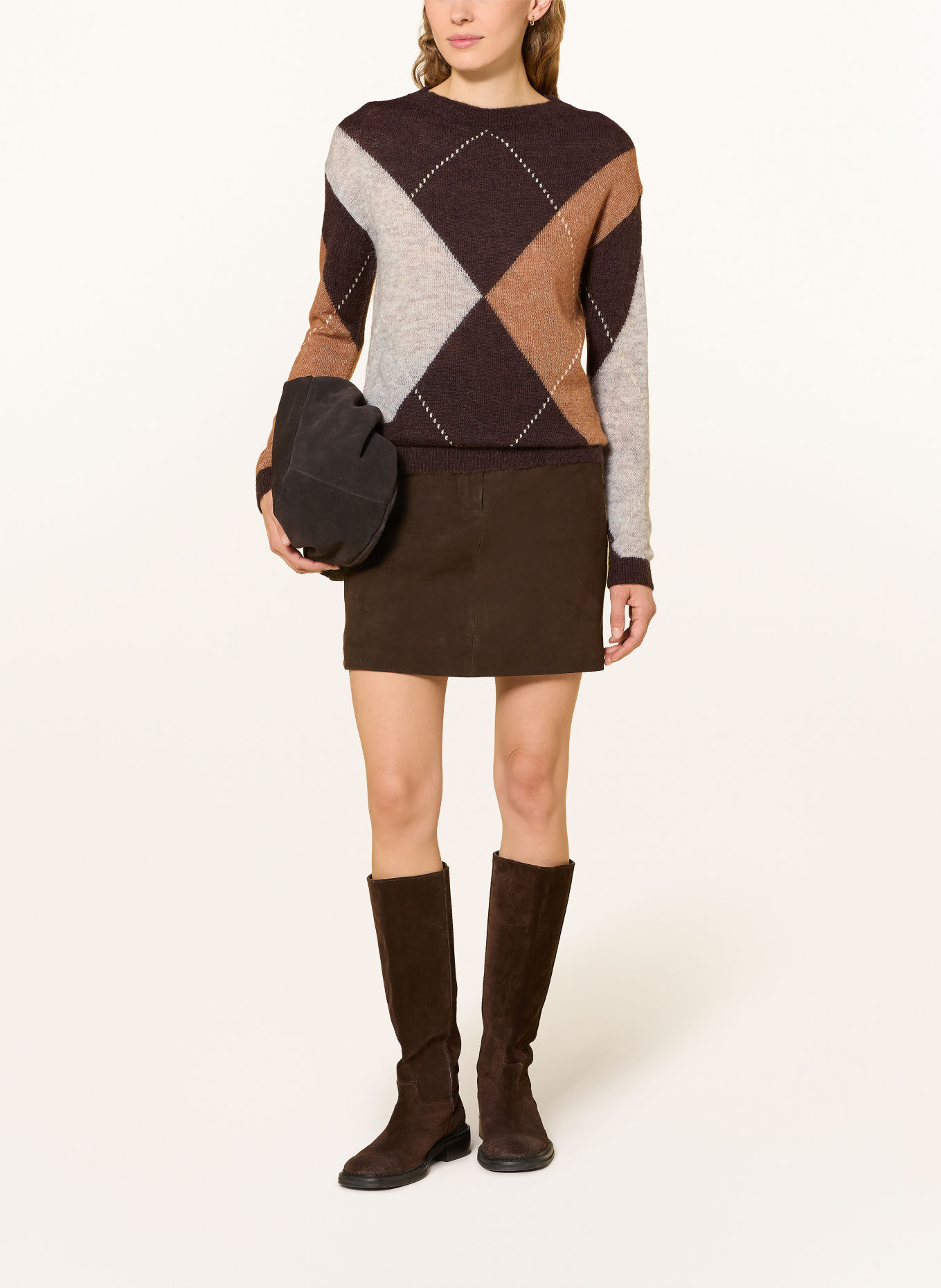 s.Oliver BLACK LABEL Pullover mit Glitzergarn: DUNKELBRAUN / CAMEL / HELLGRAU