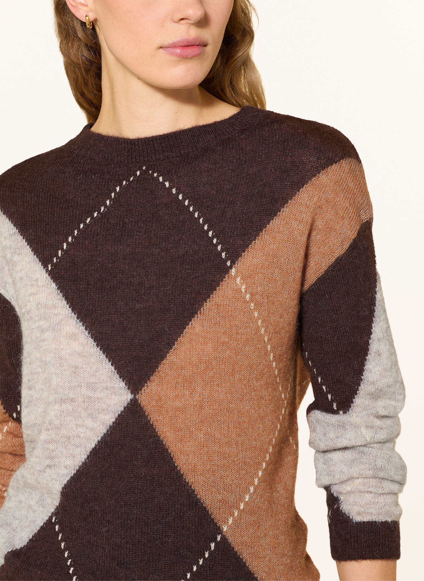 s.Oliver BLACK LABEL Pullover mit Glitzergarn: DUNKELBRAUN / CAMEL / HELLGRAU