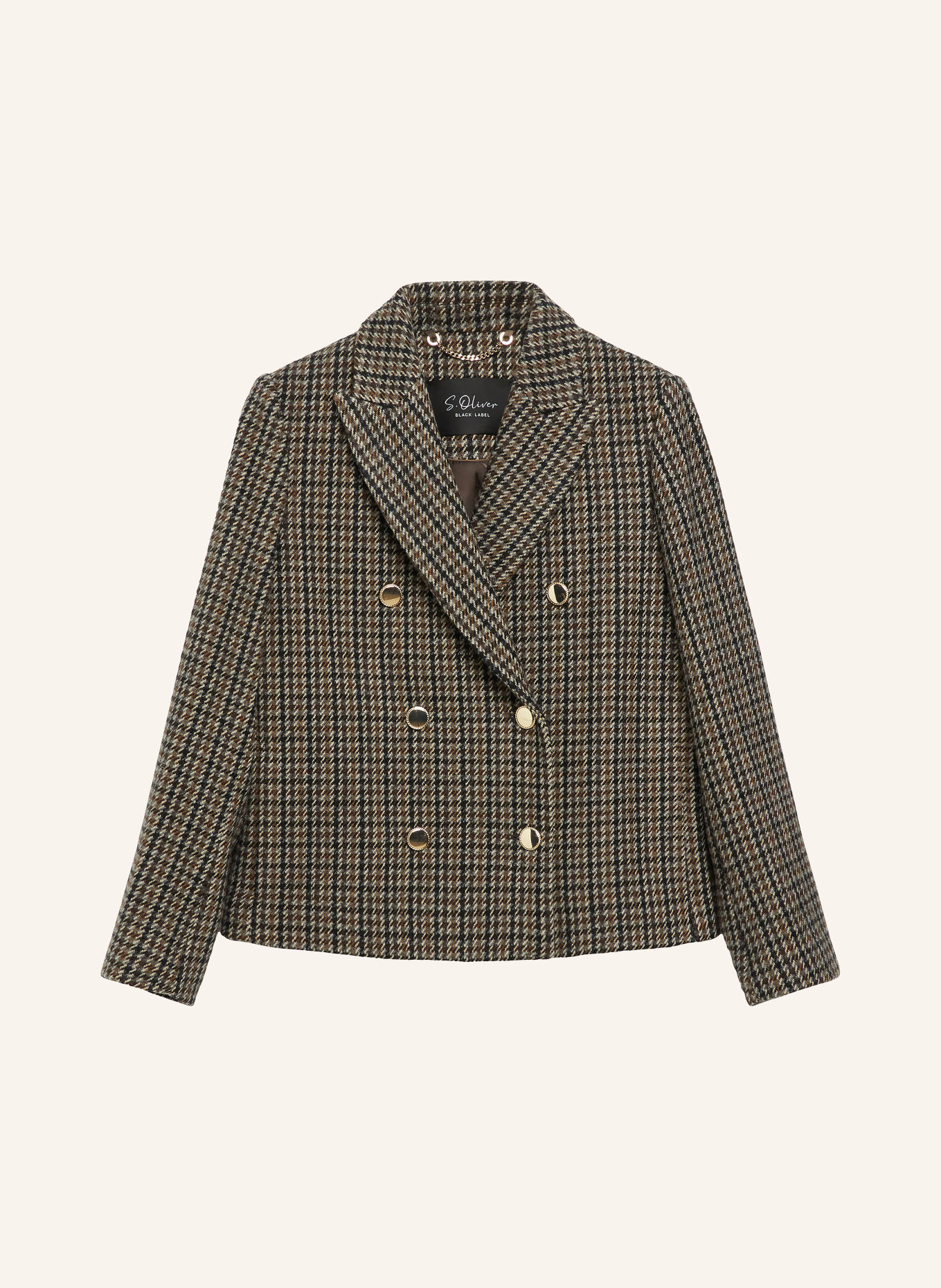 s.Oliver BLACK LABEL Kastenjacke: DUNKELBRAUN / GRAU / SCHWARZ