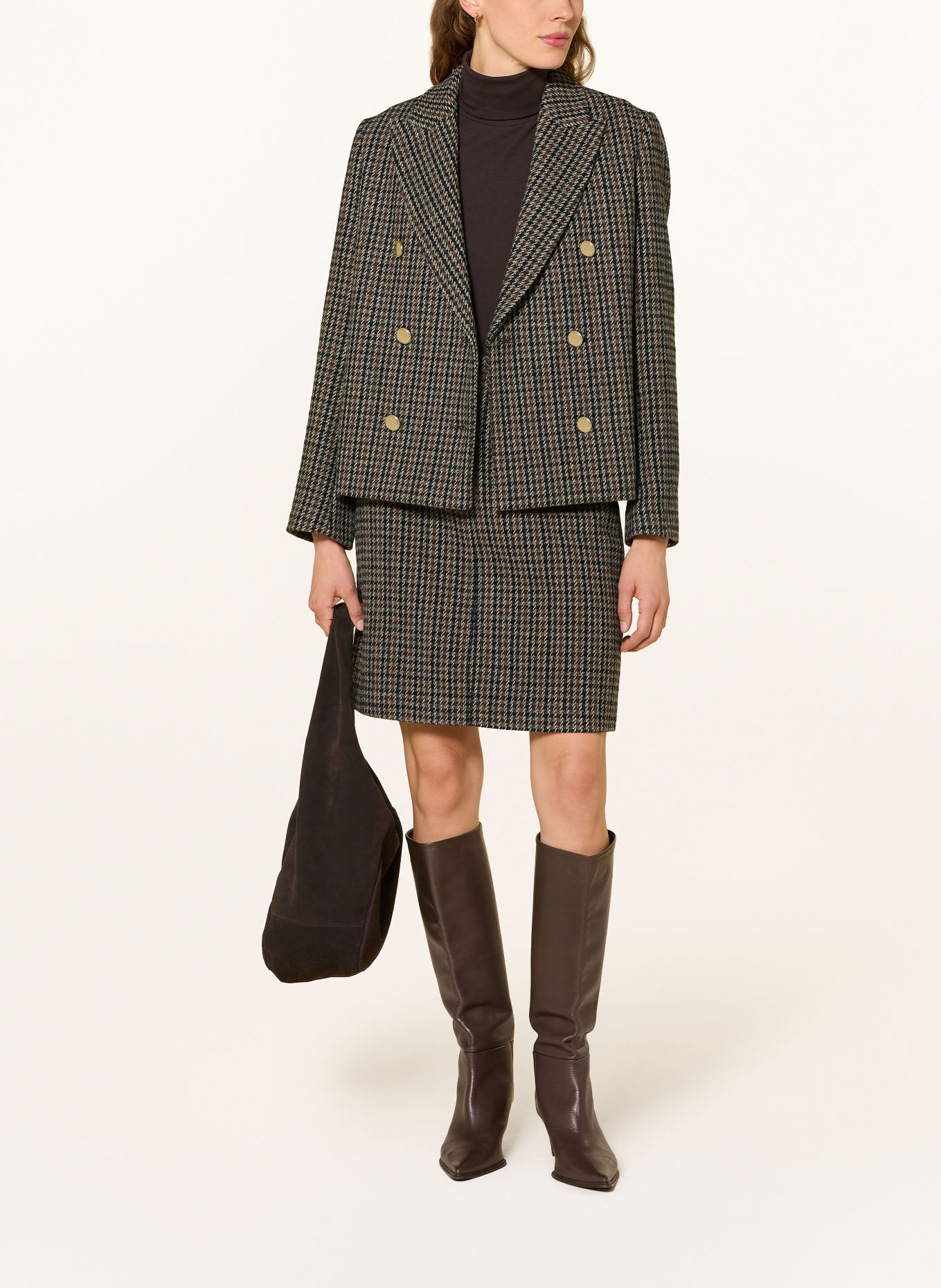 s.Oliver BLACK LABEL Kastenjacke: DUNKELBRAUN / GRAU / SCHWARZ