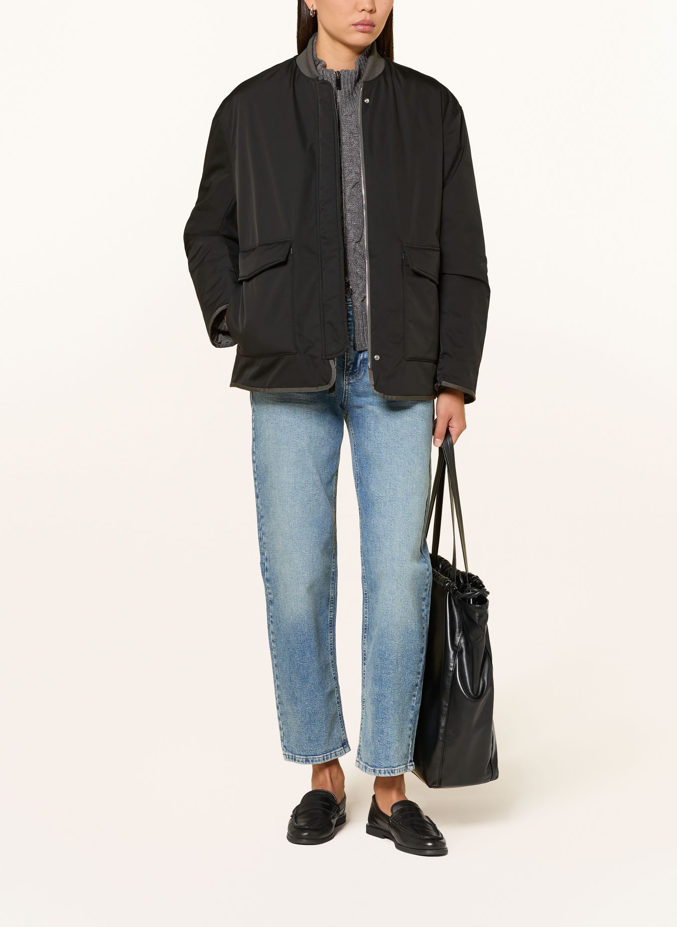 OPUS HEVON Reversible Quilted Jacket: DARK GRAY / GRAY